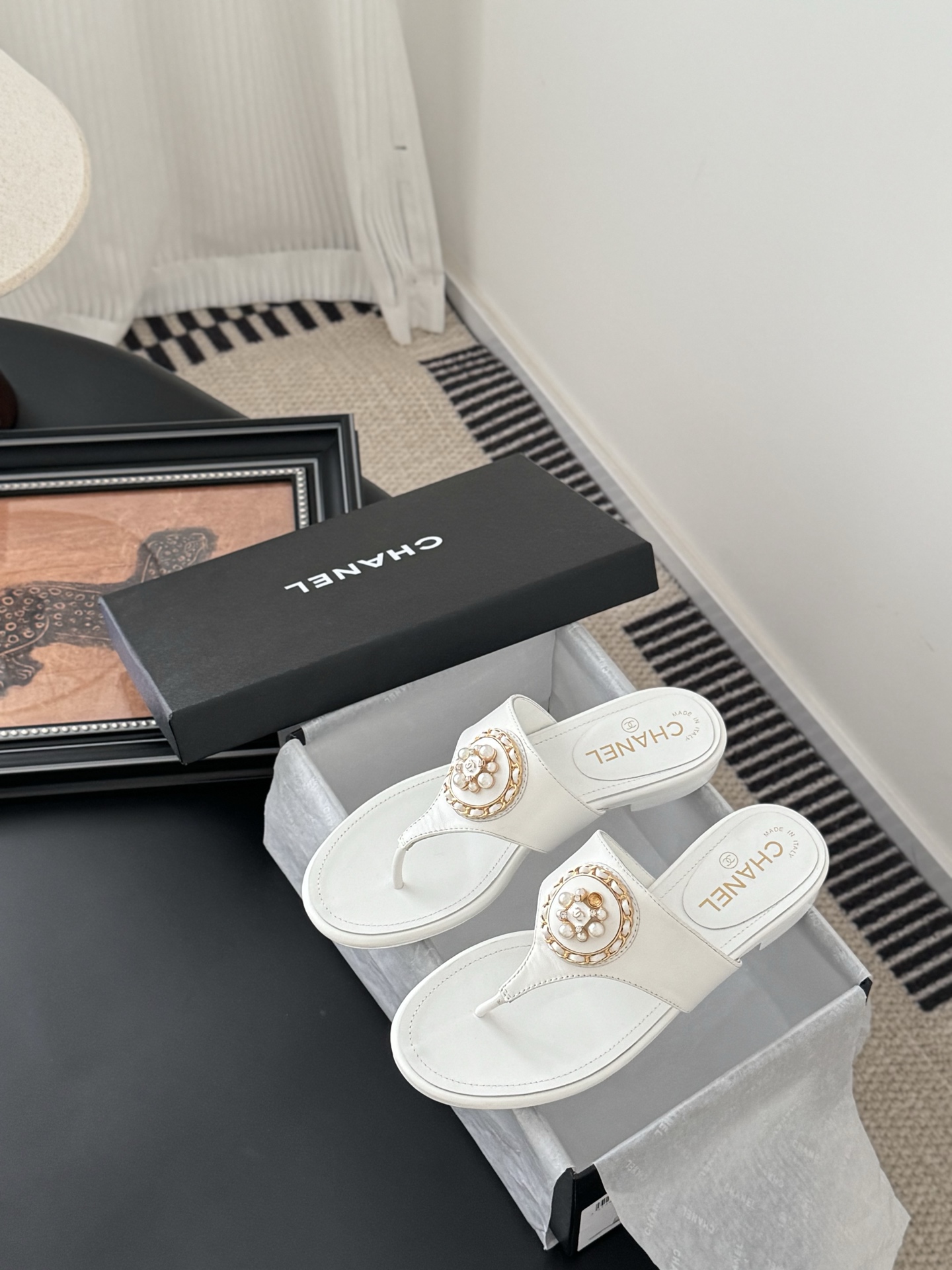 Chanel Classic Thong Sandals: Italian Lambskin, Original Hardware, Leather Sole 10 i1743858084641 101 0 8