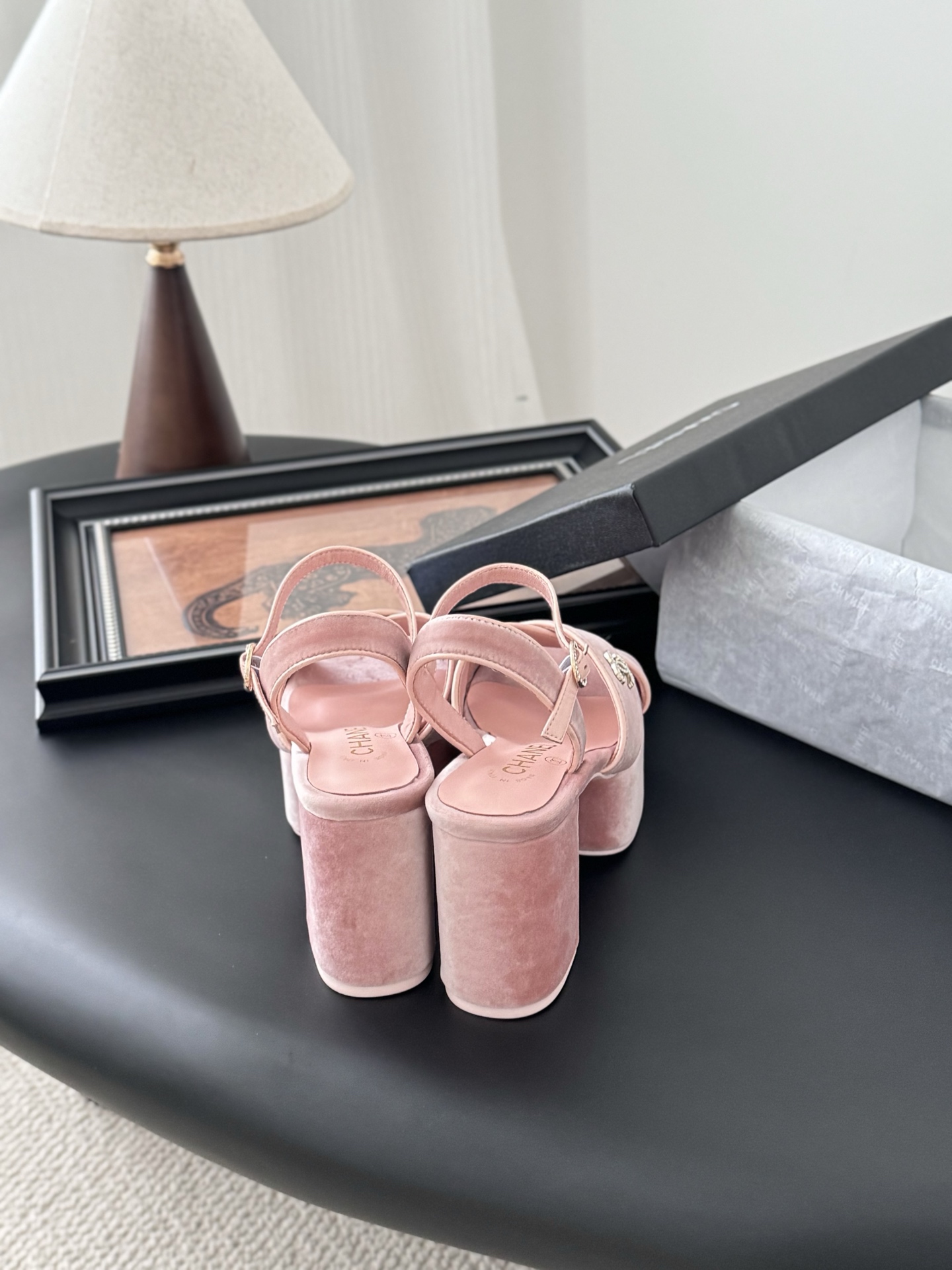 Chanel 25A Pink Velvet Platform Sandals - Spring/Summer Collection 4 i1743858632409 3892 0 2