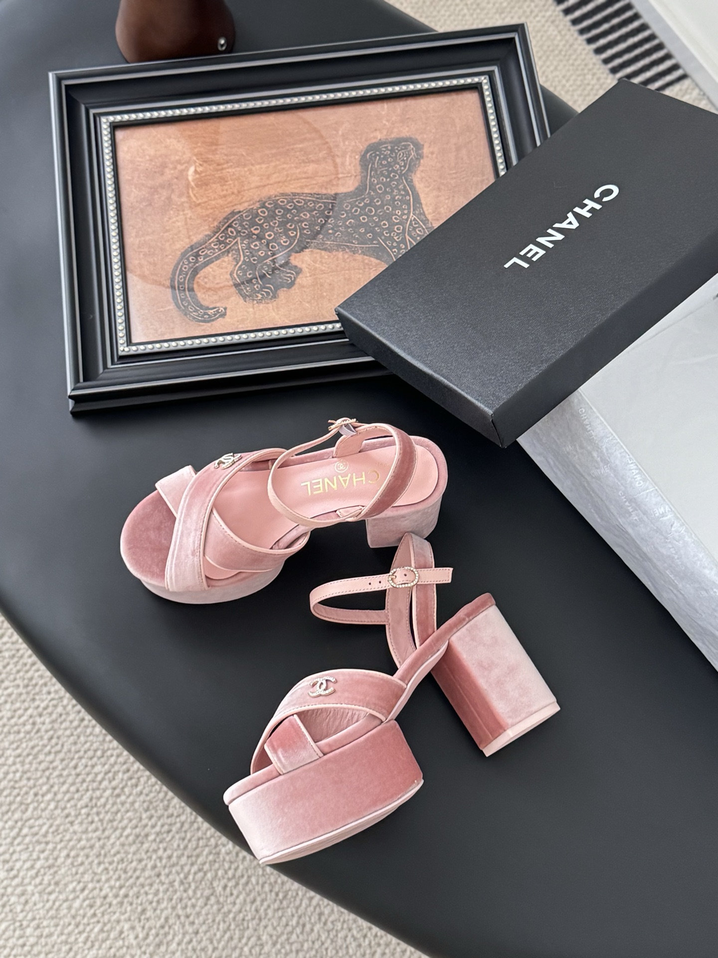 Chanel 25A Pink Velvet Platform Sandals - Spring/Summer Collection 5 i1743858632447 9779 0 3