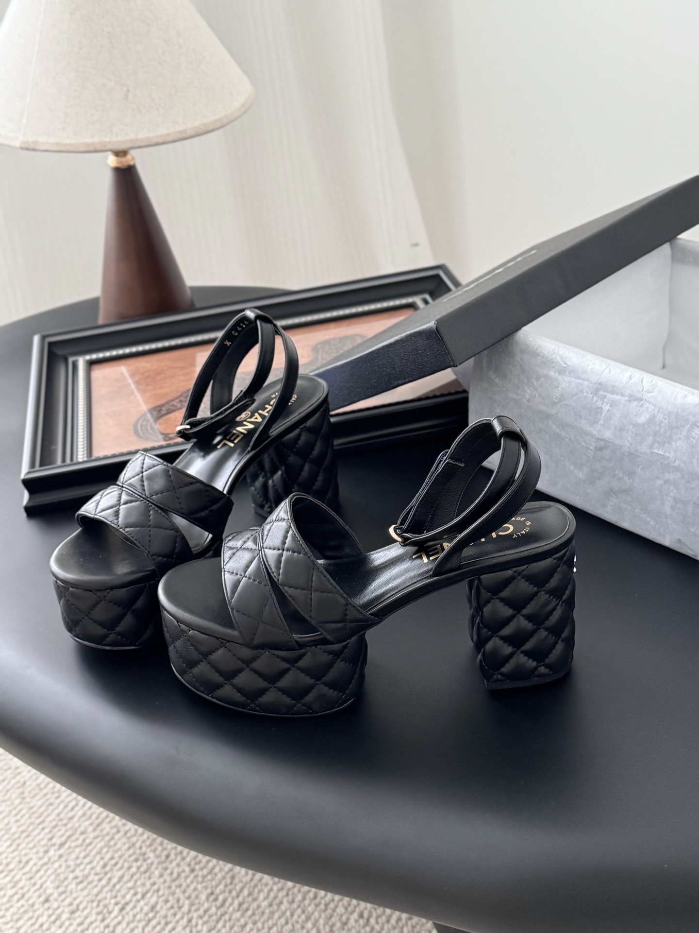 Chanel Women's Black Leather Quilted Platform Block Heel Sandals 2 i1743858695491 282 0 1