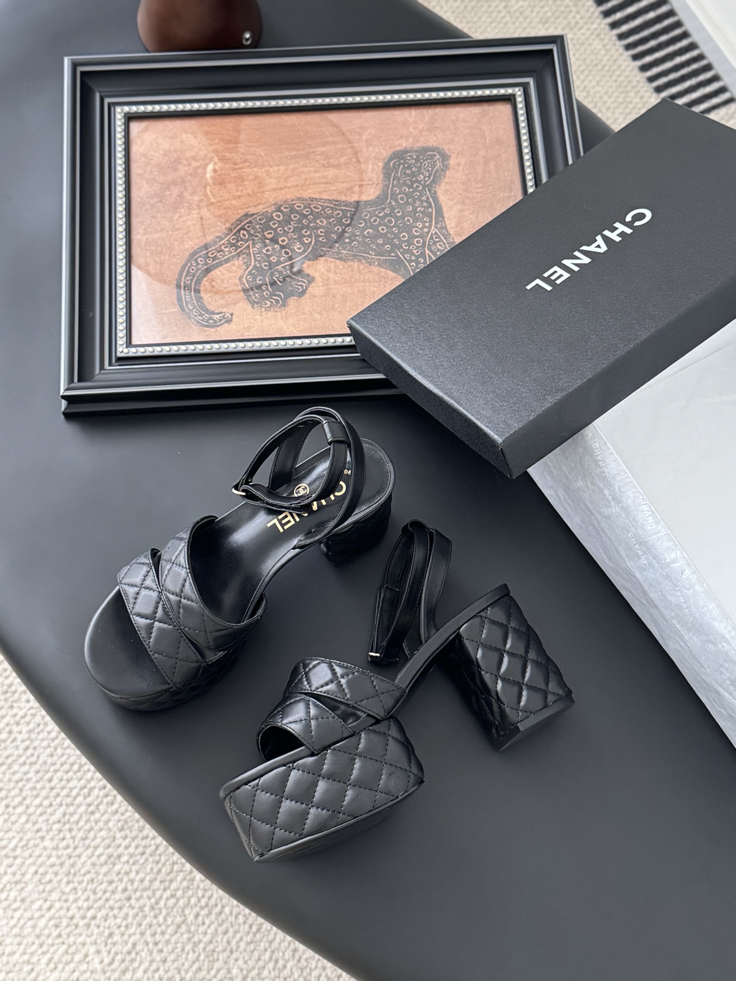 Chanel Women's Black Leather Quilted Platform Block Heel Sandals 4 i1743858699162 8802 0 2