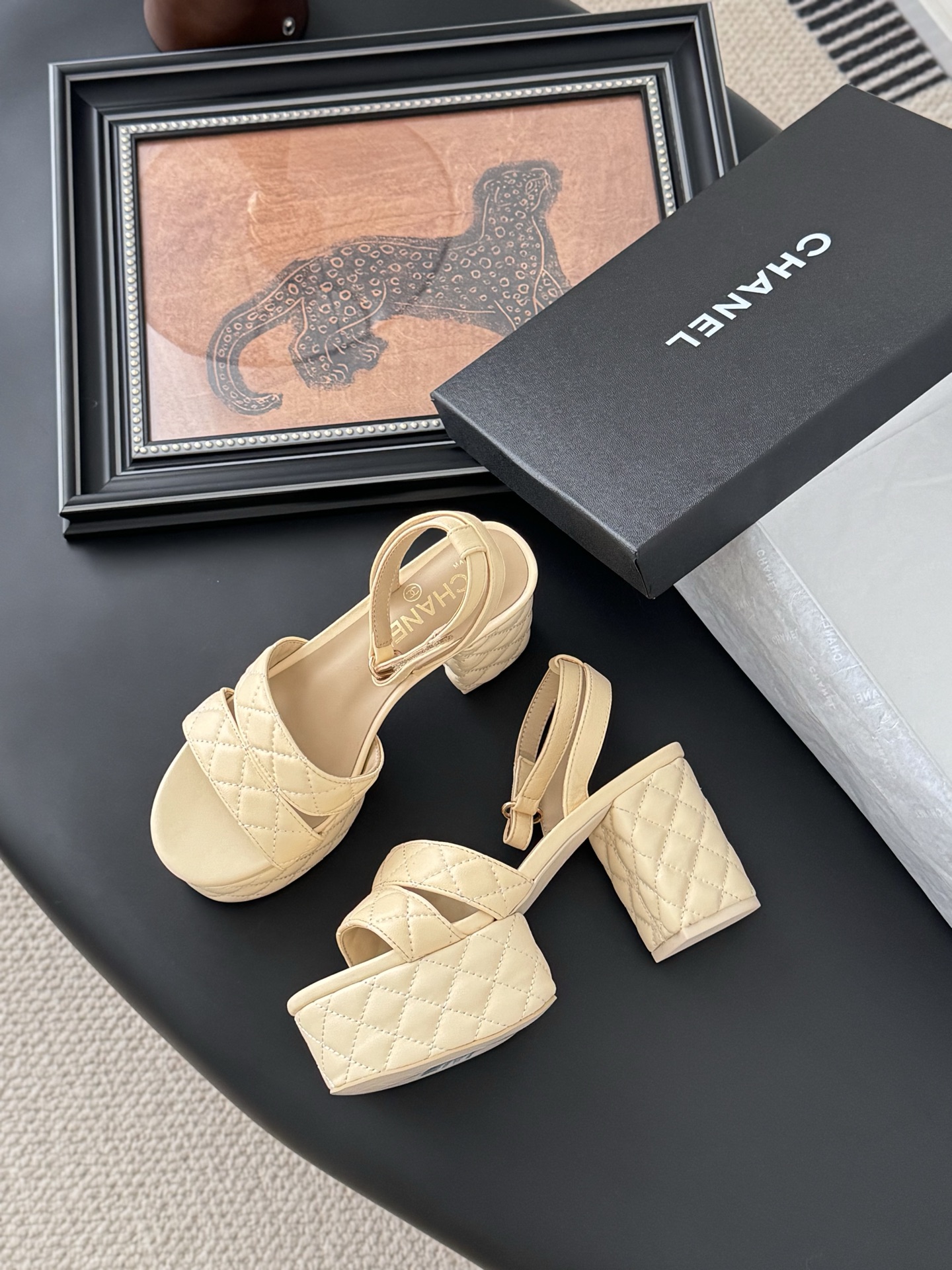 Chanel 25A Beige Quilted Leather Platform Sandals, Spring/Summer Collection 5 i1743858712888 9696 0 3