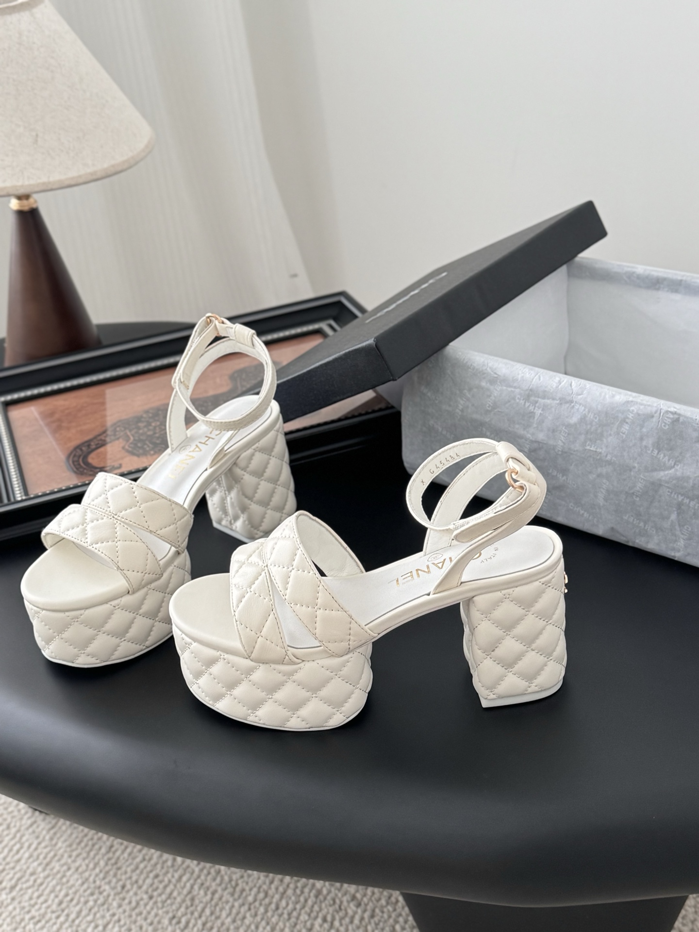 Chanell 25A Platform Sandals, Crafted Leather, Designer Style 1 Chanell 25A Platform Sandals, Crafted Leather, Designer Style