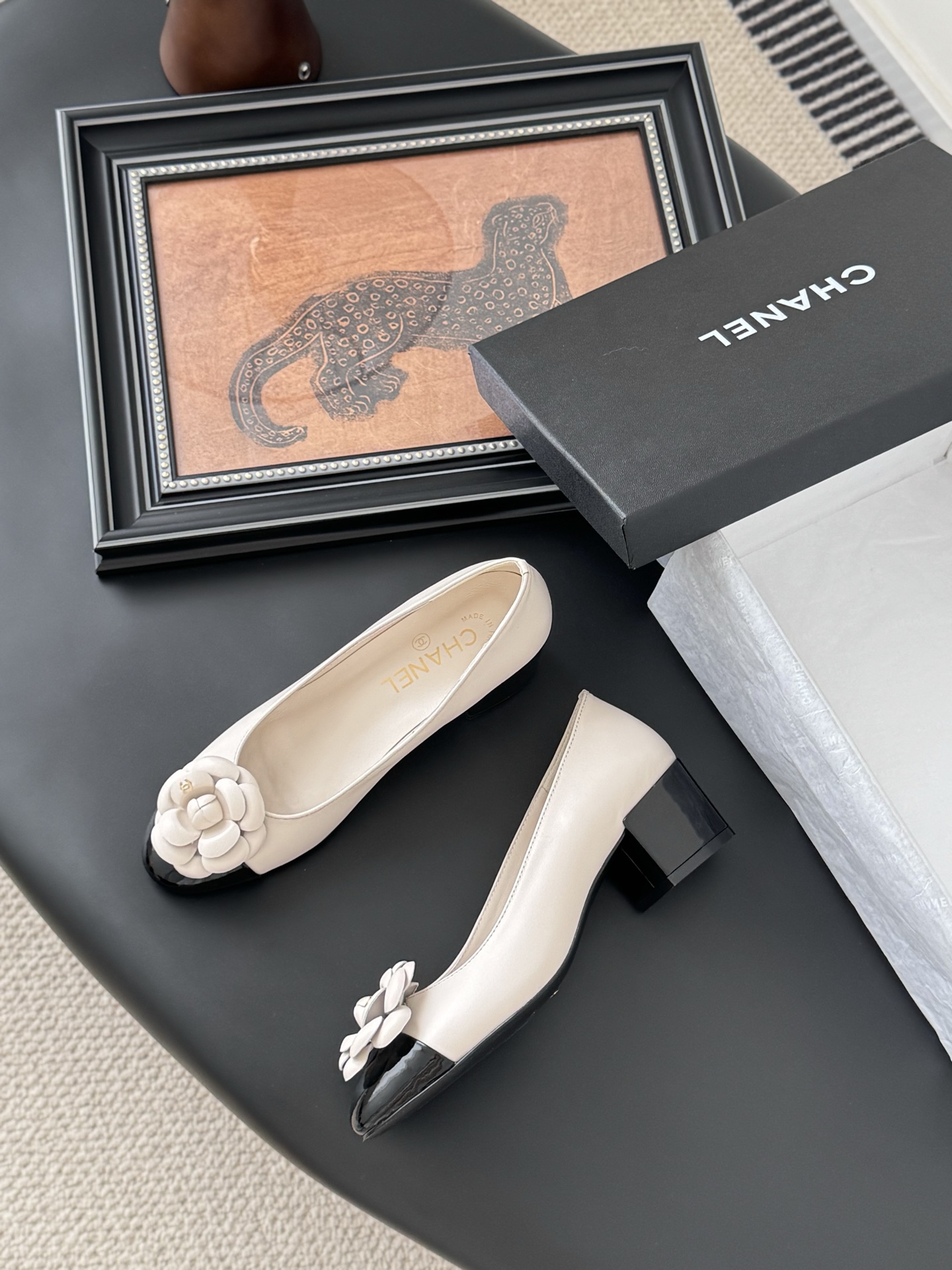Chanel 25K Spring Camellia Pumps: Elegant Lambskin Block Heel Shoes 1 Chanel 25K Spring Camellia Pumps: Elegant Lambskin Block Heel Shoes