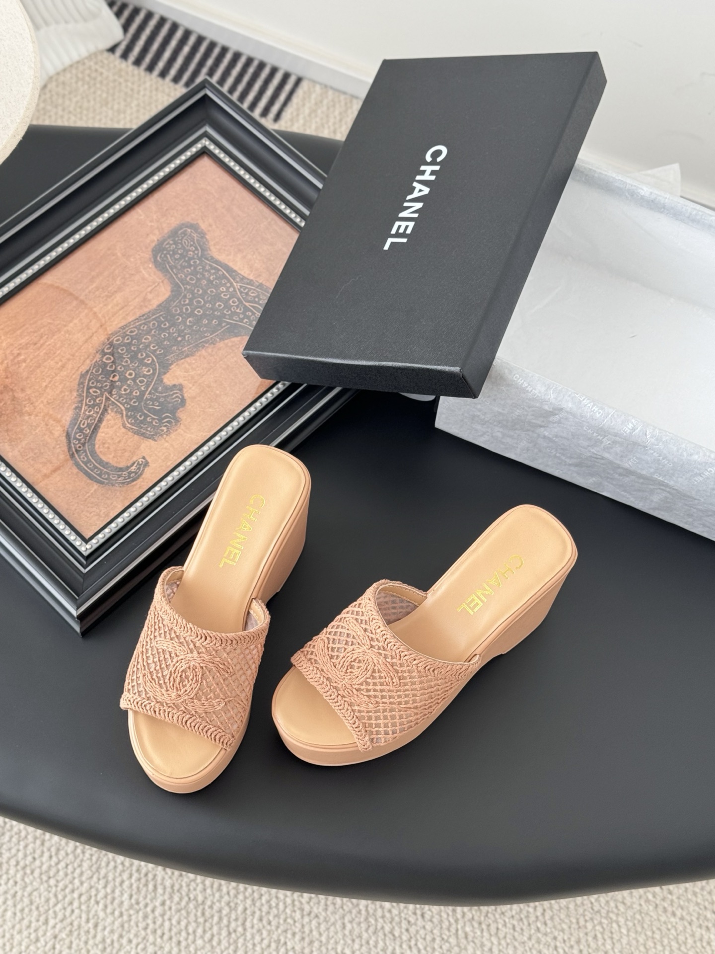 Chanel 25P Platform Espadrille Sandals With Embroidered Design, Beige 6 i1744128284296 7503 0 4