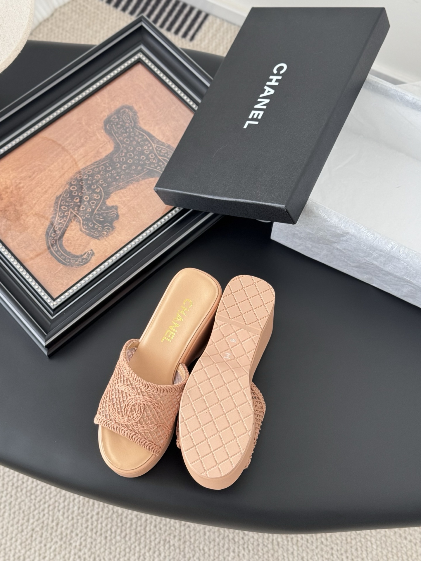 Chanel 25P Platform Espadrille Sandals With Embroidered Design, Beige 5 i1744128284981 3014 0 3