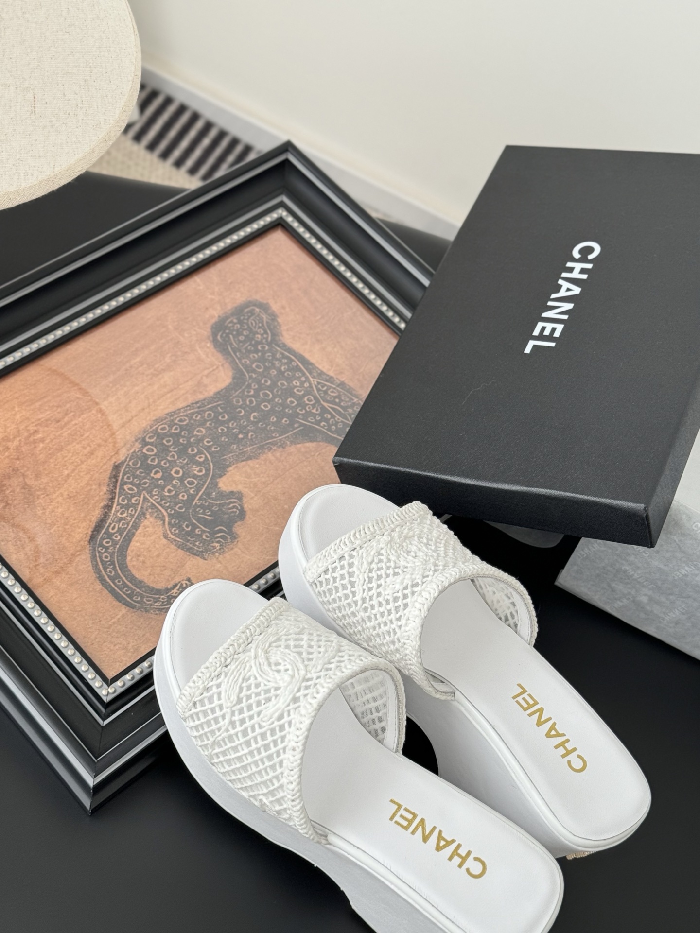Chanel 25P Runway Platform Sandals White Embroidery Lambskin Leather 9 i1744128300525 6143 0 7
