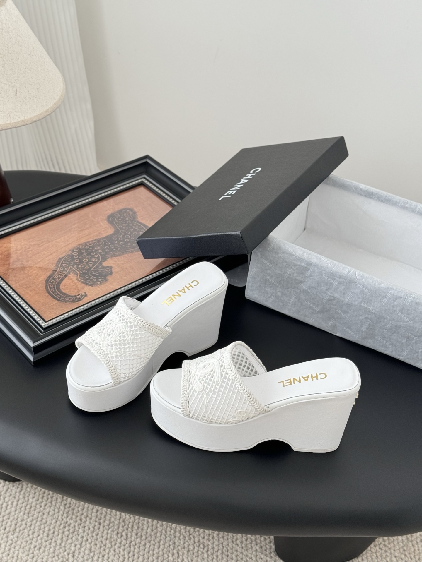 Chanel 25P Runway Platform Sandals White Embroidery Lambskin Leather 4 i1744128301377 2782 0 1