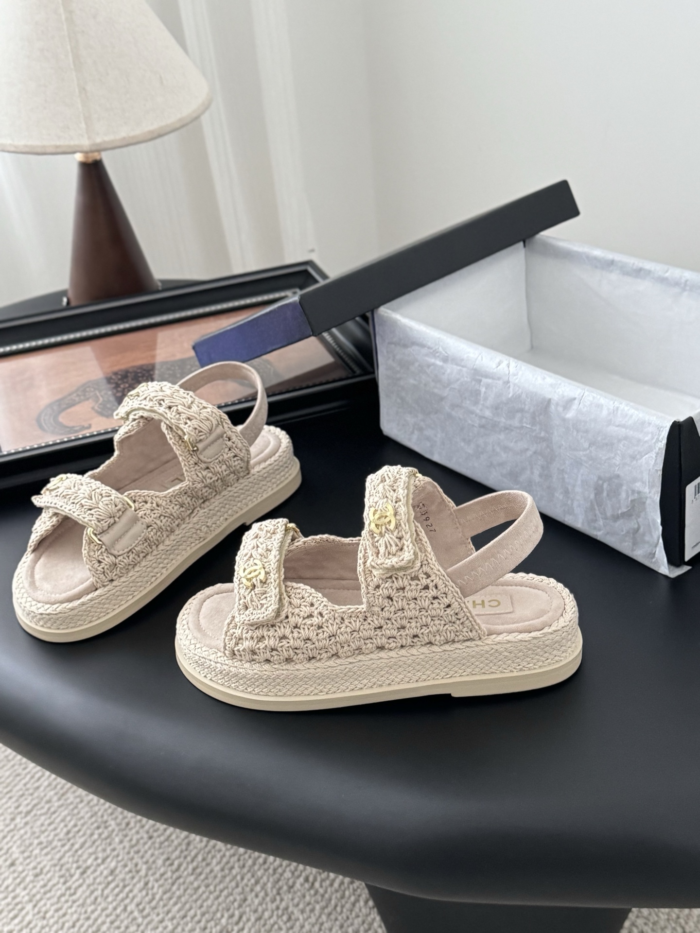 Chanel Women's Beige Crochet Sandals with Velcro Closure, Sizes 35-39 4 i1745568913243 1353 0 1