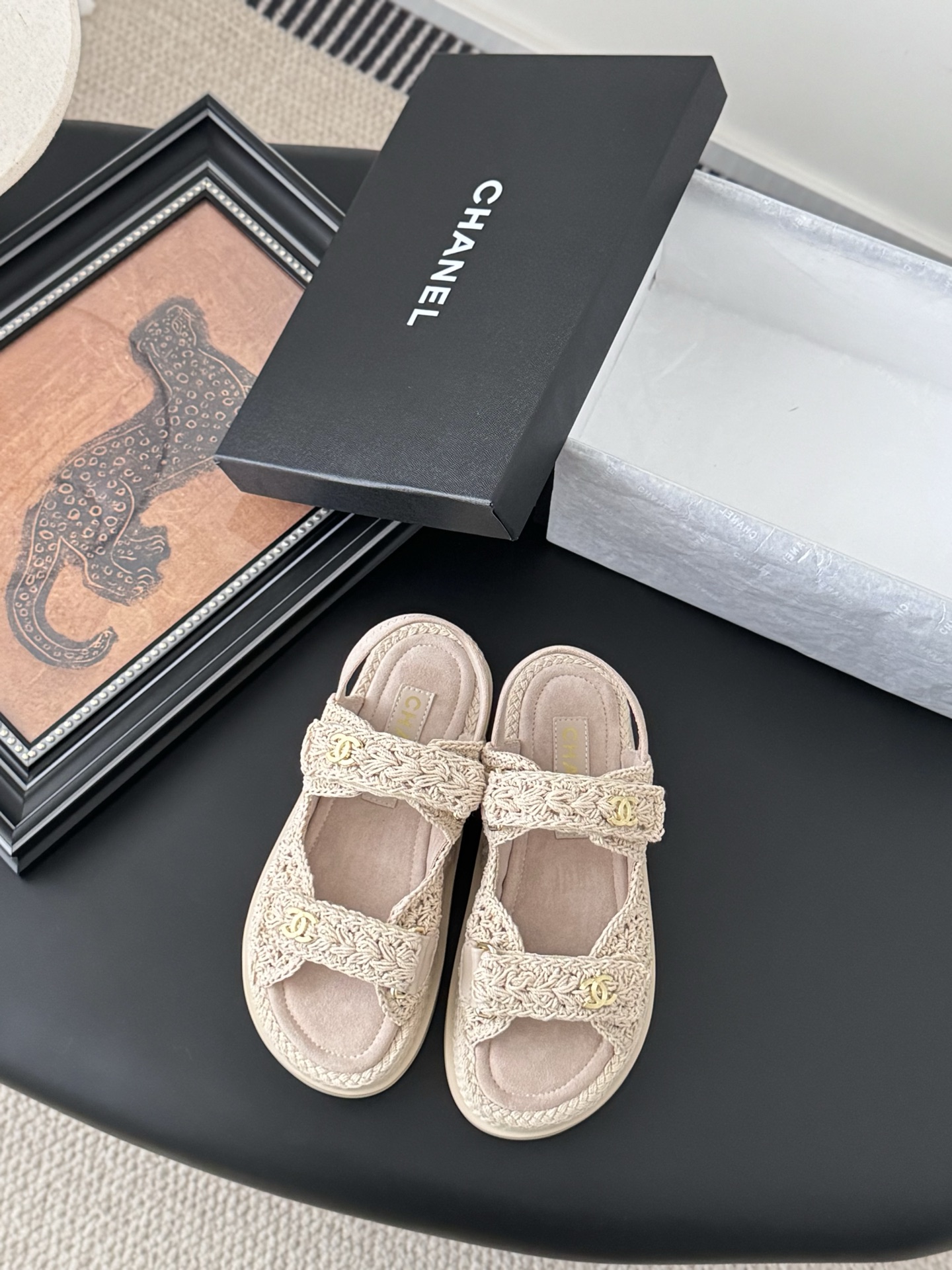 Chanel Women's Beige Crochet Sandals with Velcro Closure, Sizes 35-39 3 i1745568914817 3007 0 0