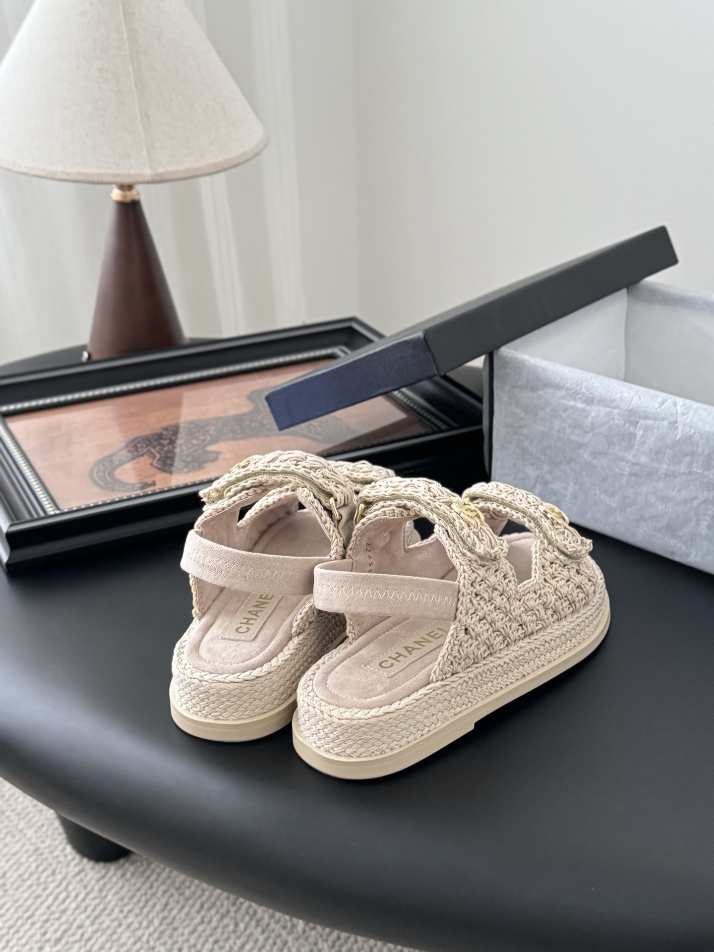 Chanel Women's Beige Crochet Sandals with Velcro Closure, Sizes 35-39 5 i1745568920483 5782 0 2
