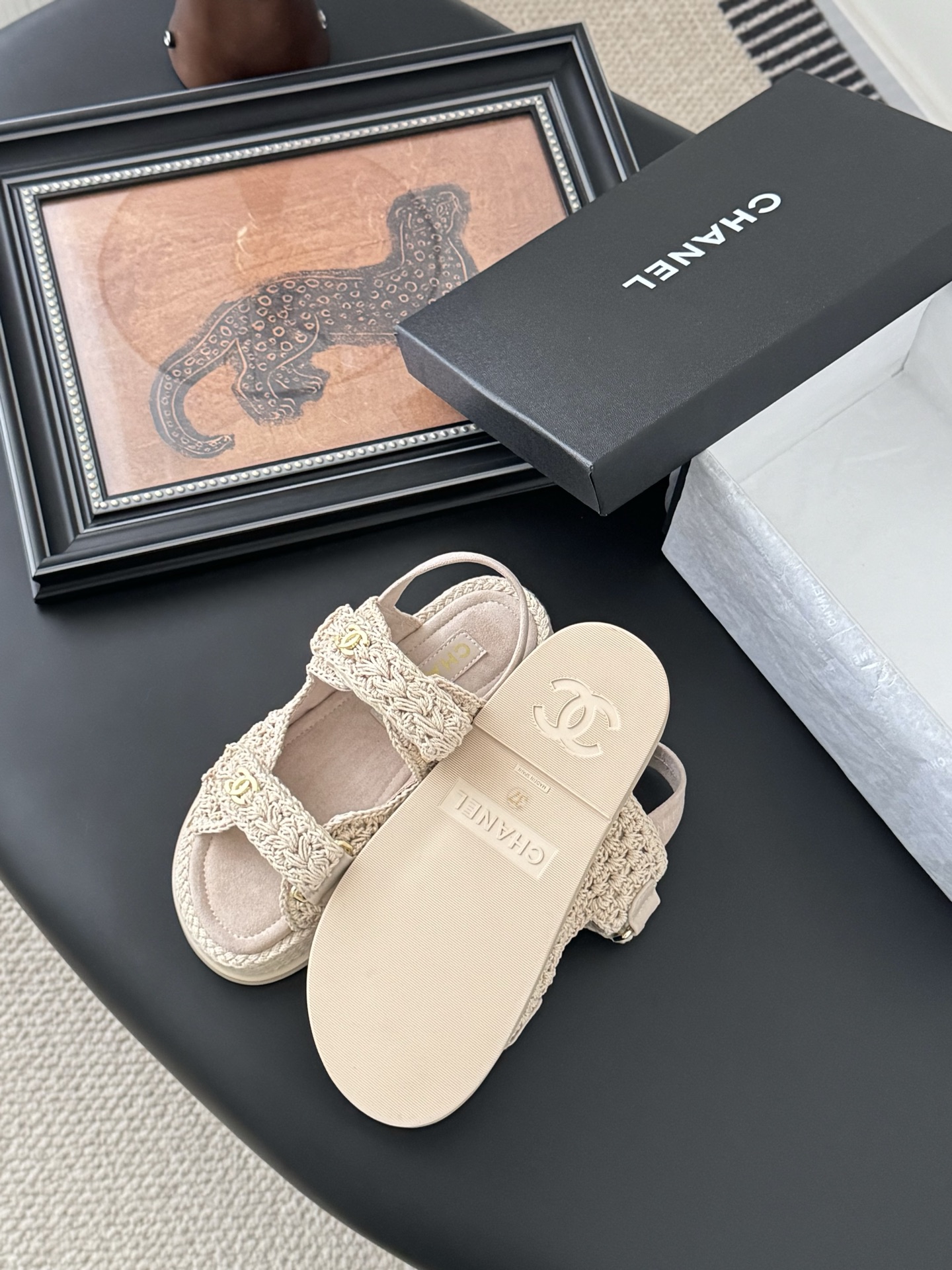 Chanel Women's Beige Crochet Sandals with Velcro Closure, Sizes 35-39 6 i1745568920628 8818 0 4