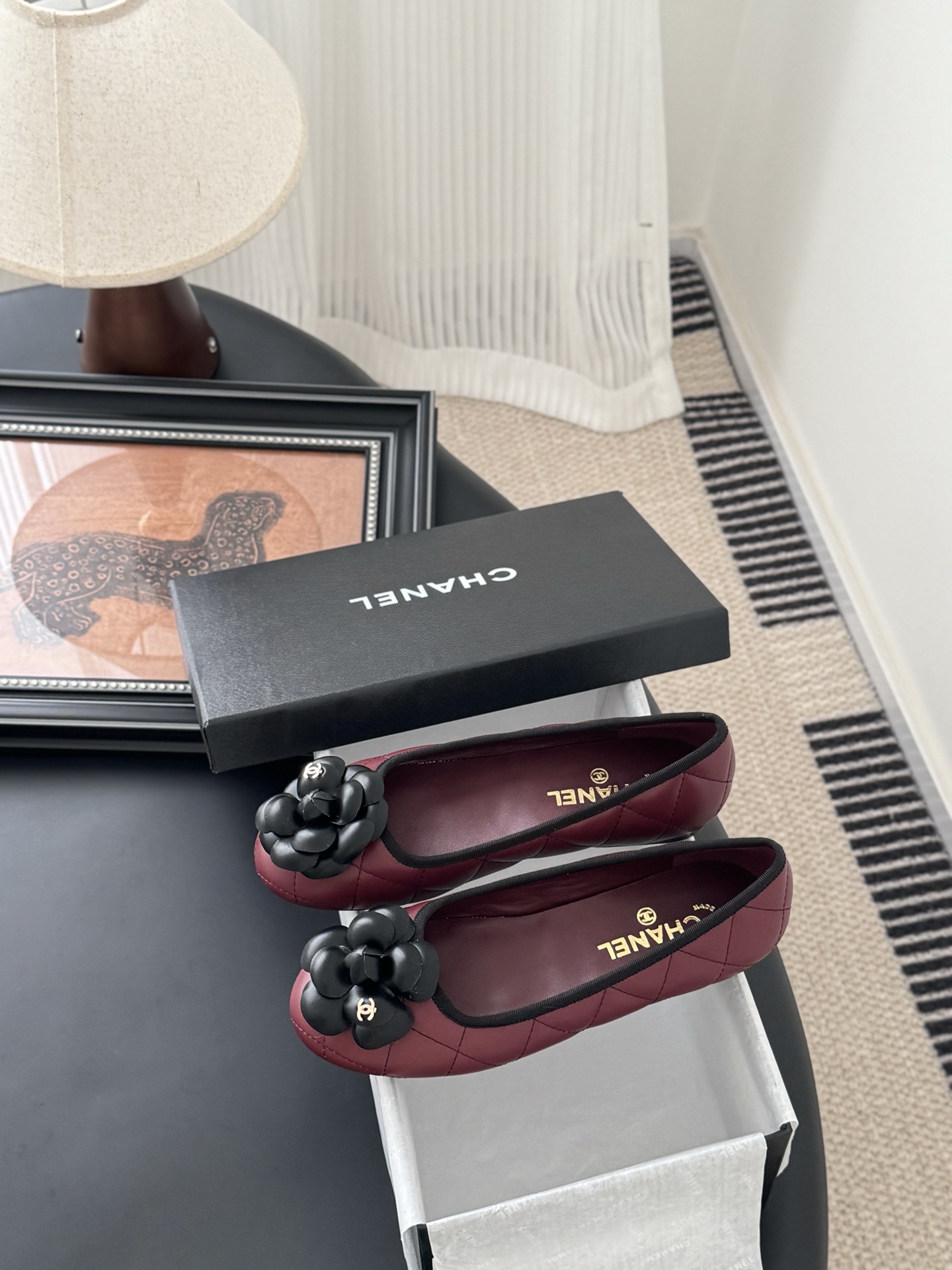 Chanel 25K Camellia Ballet Flats - Burgundy Leather, Delicate & Chic 10 i1745772756904 7032 0 8