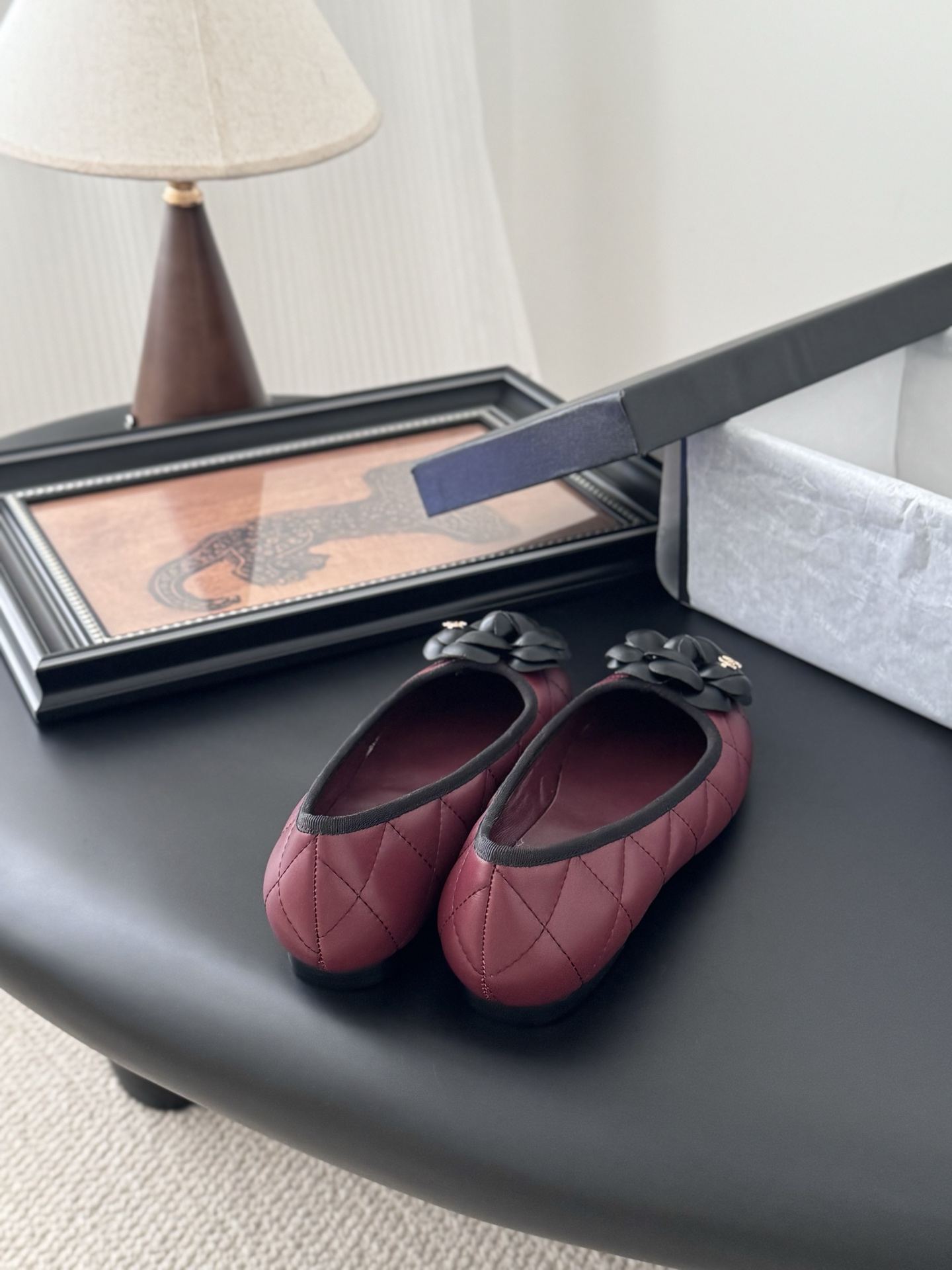 Chanel 25K Camellia Ballet Flats - Burgundy Leather, Delicate & Chic 5 i1745772757070 7731 0 2