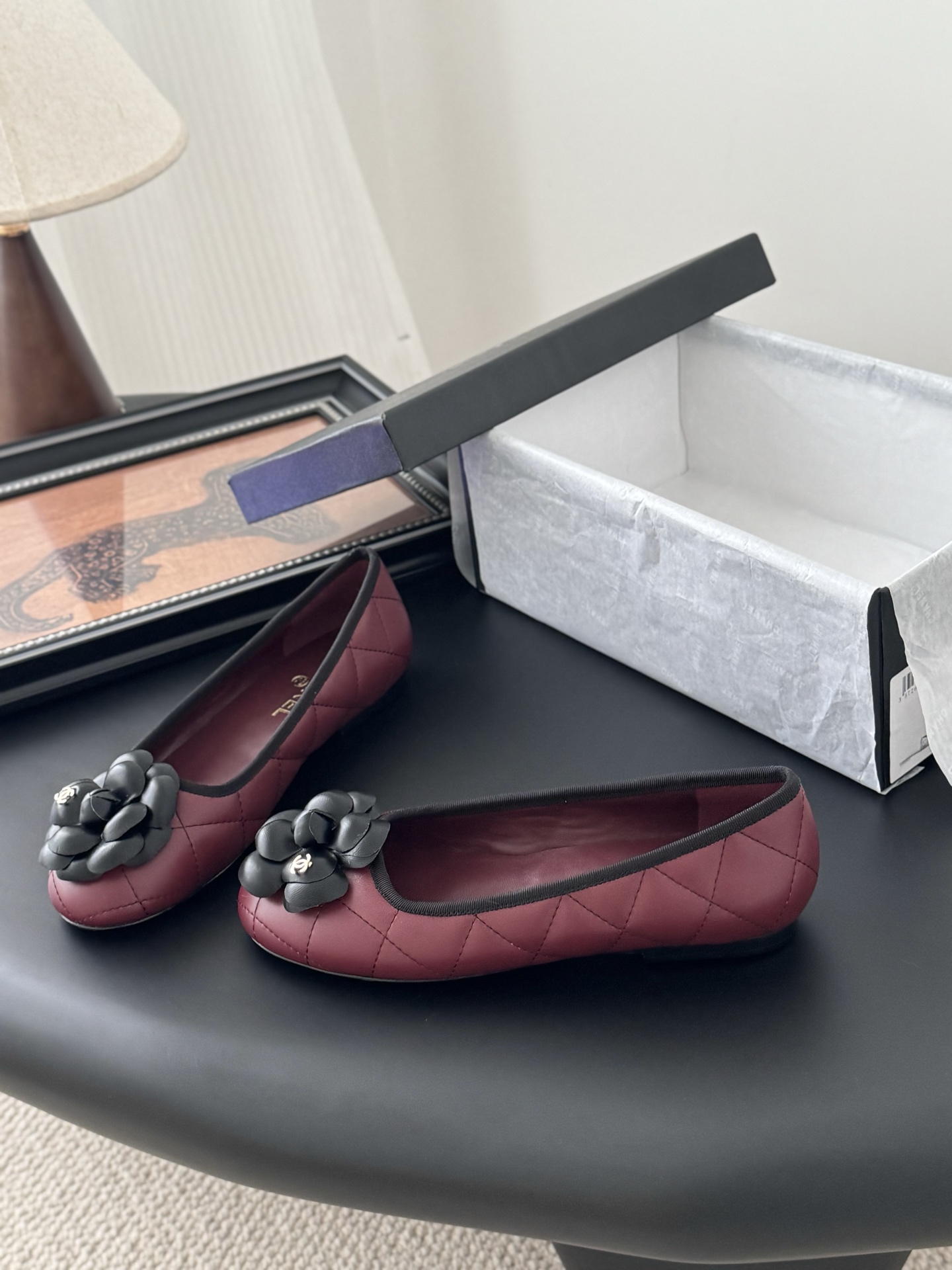 Chanel 25K Camellia Ballet Flats - Burgundy Leather, Delicate & Chic 4 i1745772758025 2240 0 1