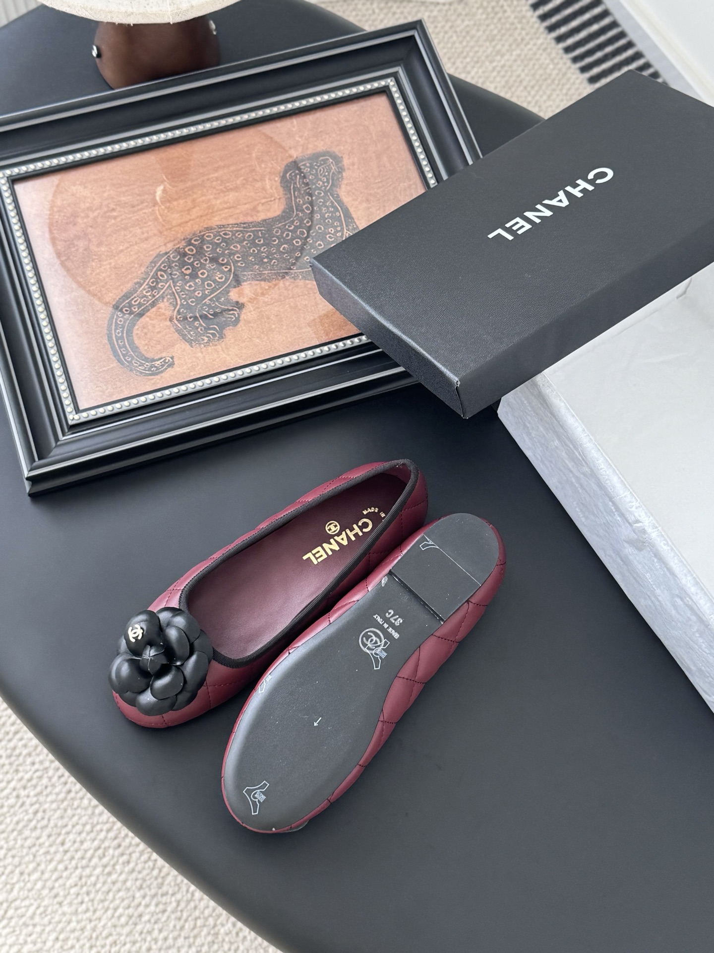 Chanel 25K Camellia Ballet Flats - Burgundy Leather, Delicate & Chic 6 i1745772758029 3540 0 4