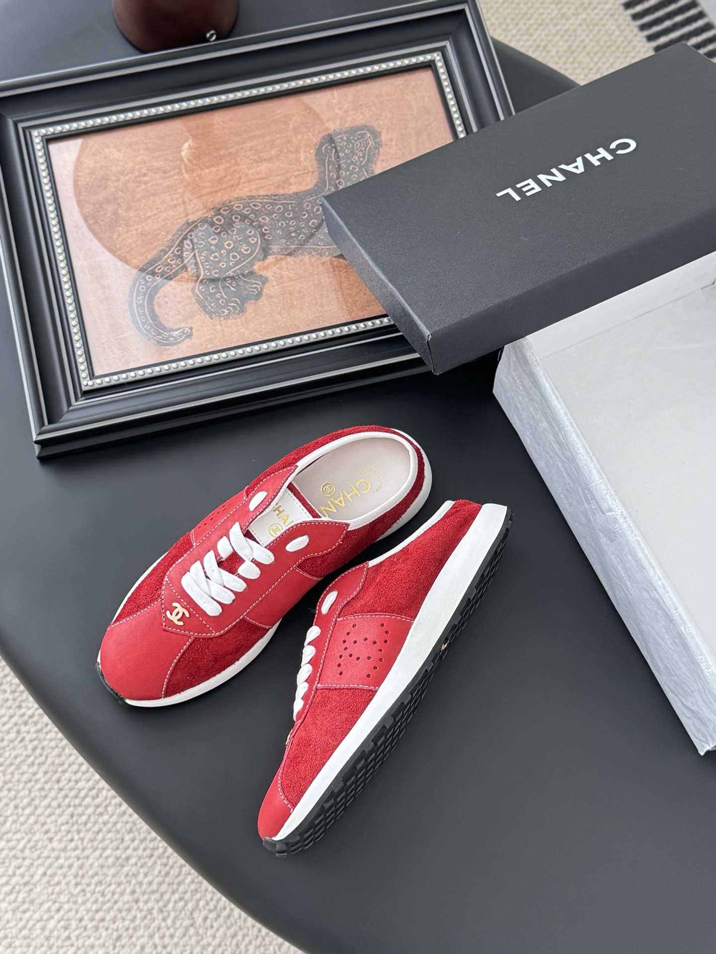 Chanel 25C New Women's Red Suede Leather Casual Sneakers 5 i1745936870322 9582 0 3