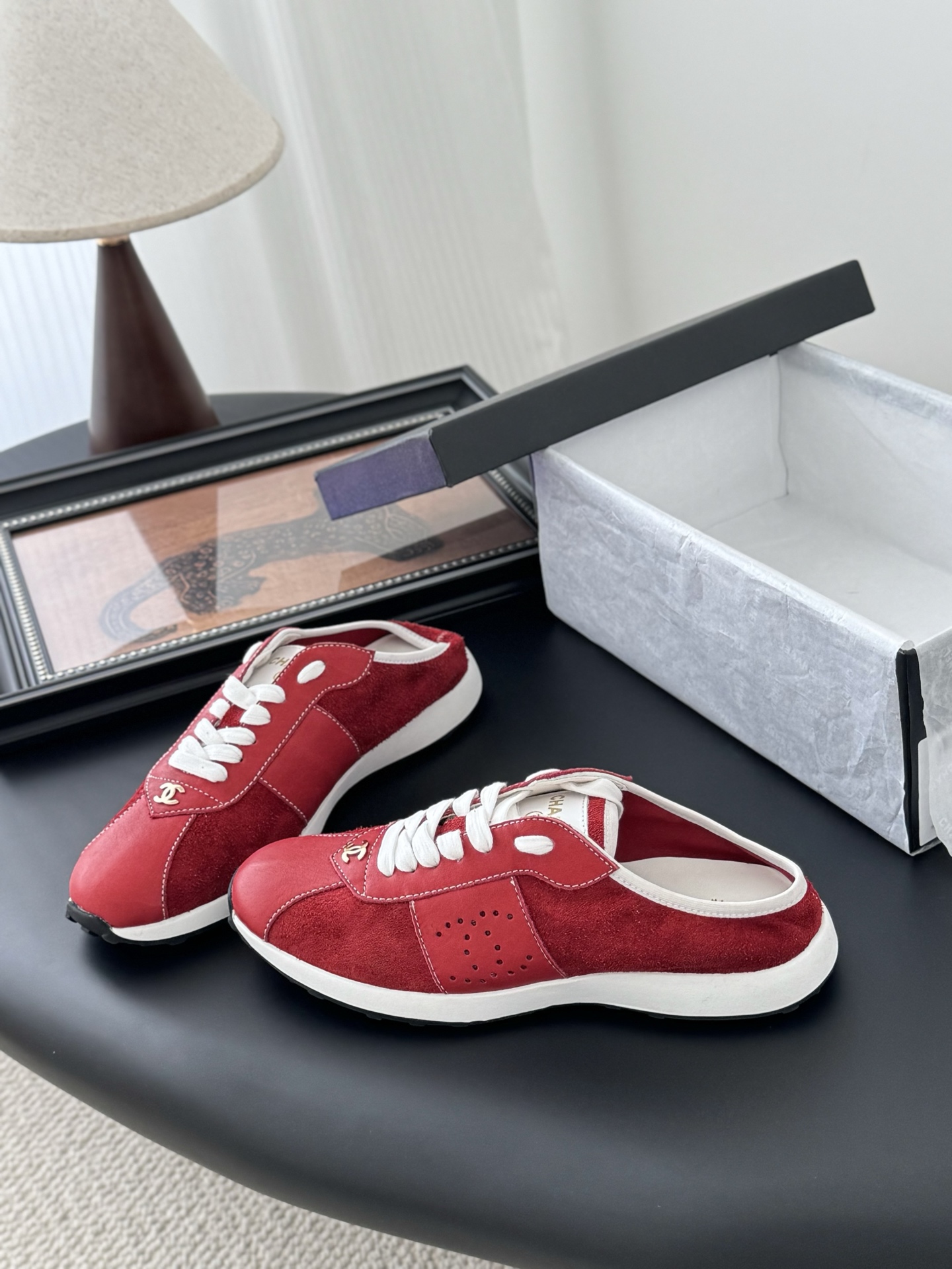 Chanel 25C New Women's Red Suede Leather Casual Sneakers 2 i1745936871305 2648 0 1