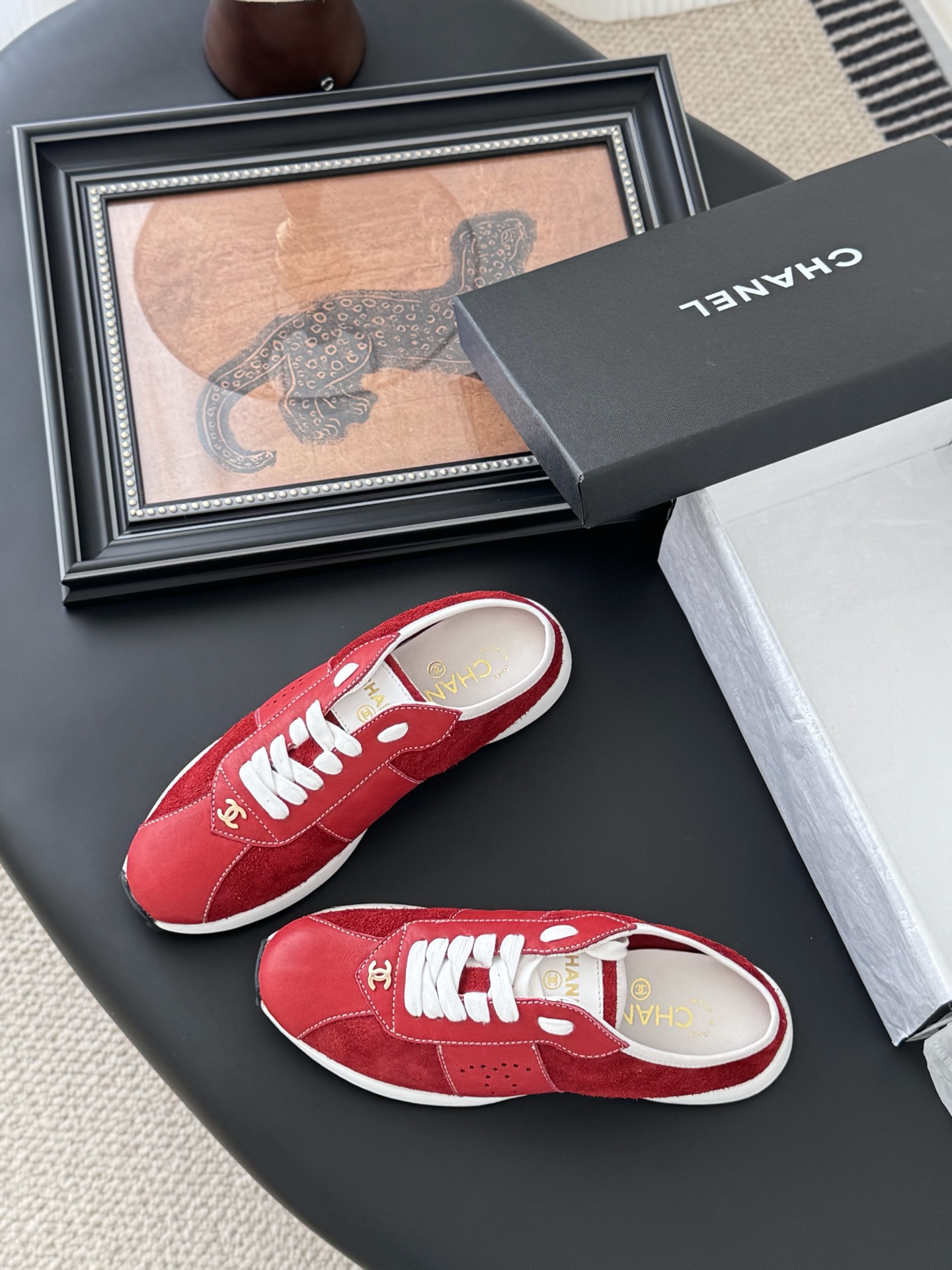 Chanel 25C New Women's Red Suede Leather Casual Sneakers 7 i1745936871381 628 0 5