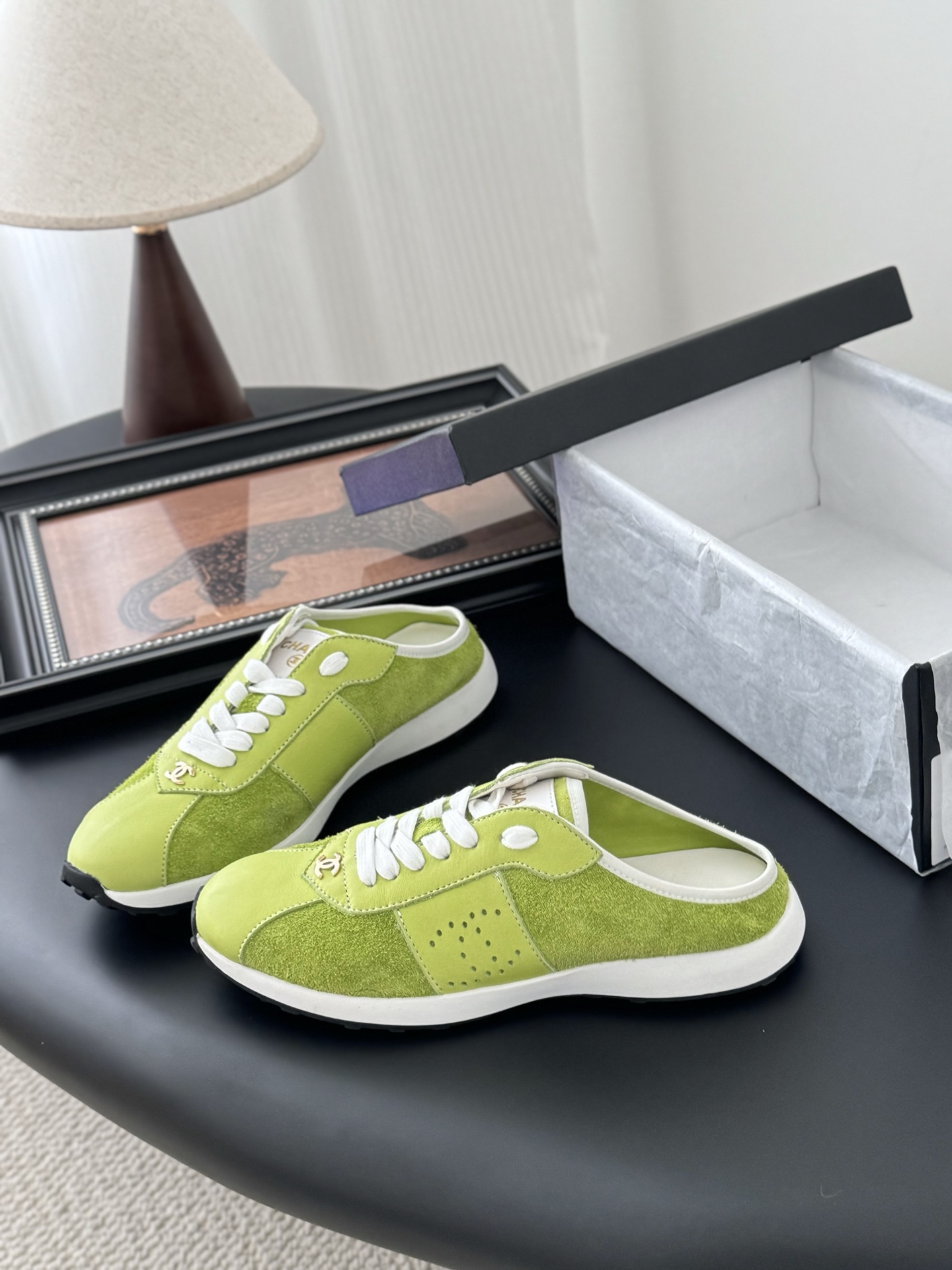 Chanel 25C New Sporty Casual Mules - Versatile White Sneakers, Logo Detail 1 Chanel 25C New Sporty Casual Mules - Versatile White Sneakers, Logo Detail