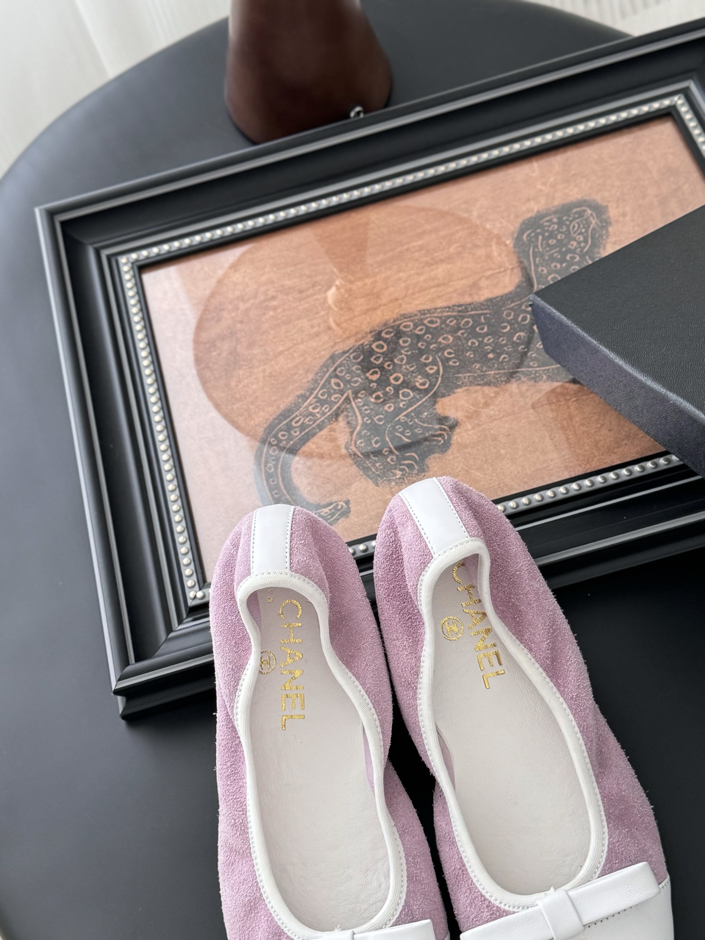 Chanel Ballet Flats Pink Suede and White Leather with Bow Accent 8 i1745936970098 7297 0 6