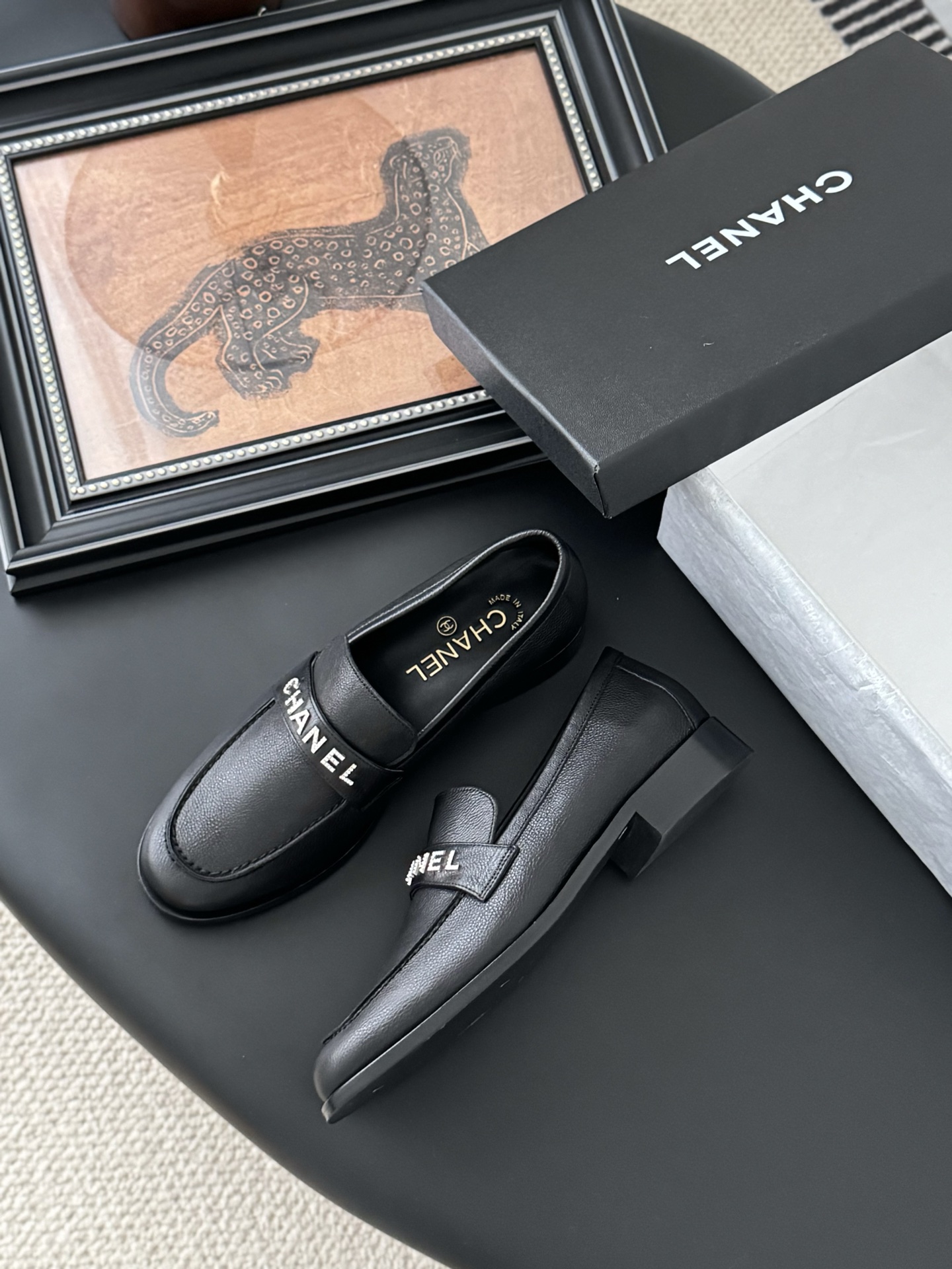 Chanel Women's Black Leather Loafers Classic Casual Shoes 1 Chanel Women's Black Leather Loafers Classic Casual Shoes