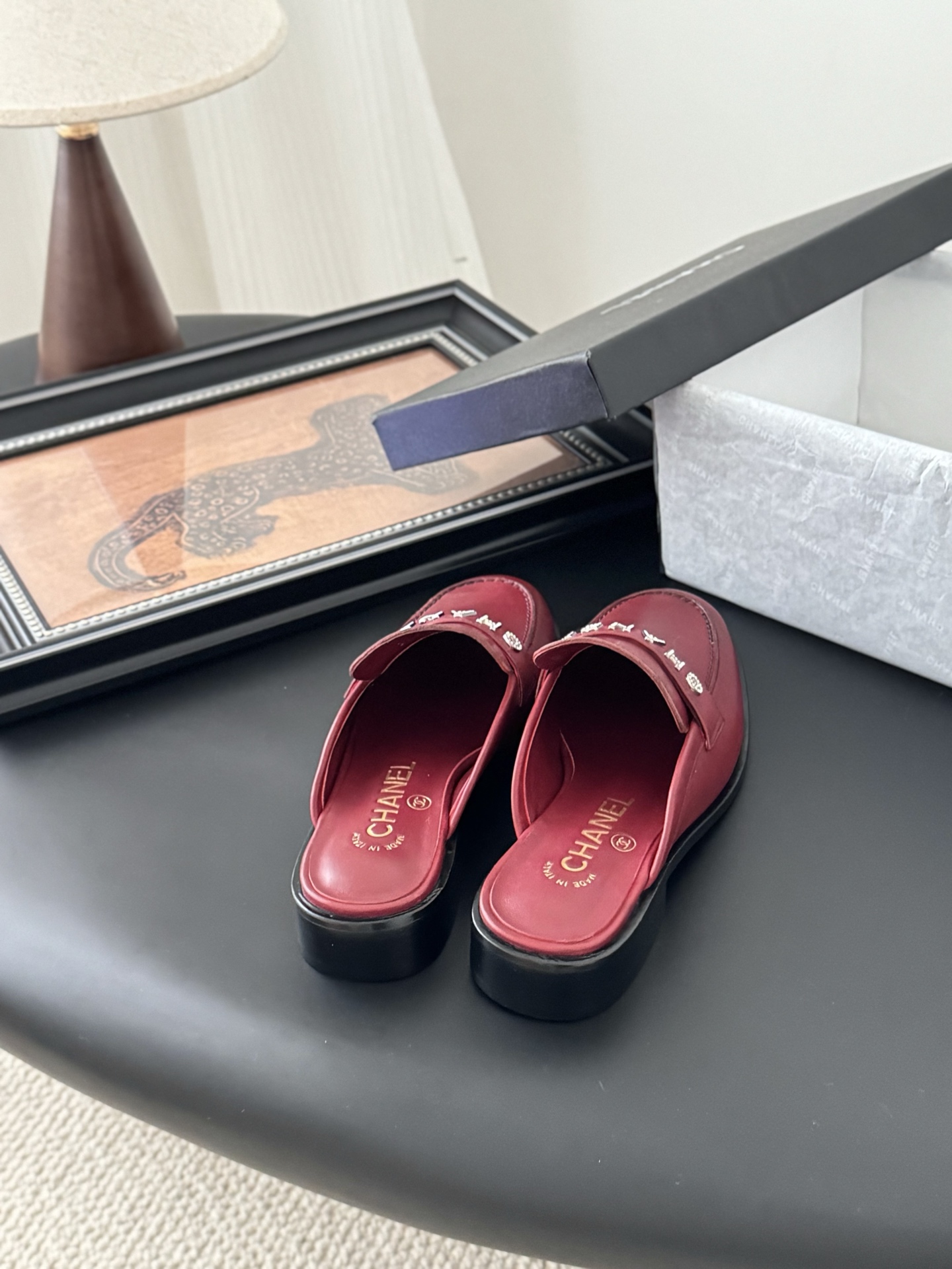 Chanel Women's Burgundy Leather Loafers Mules Retro Designer Shoes 5 i1746272752813 4962 0 2