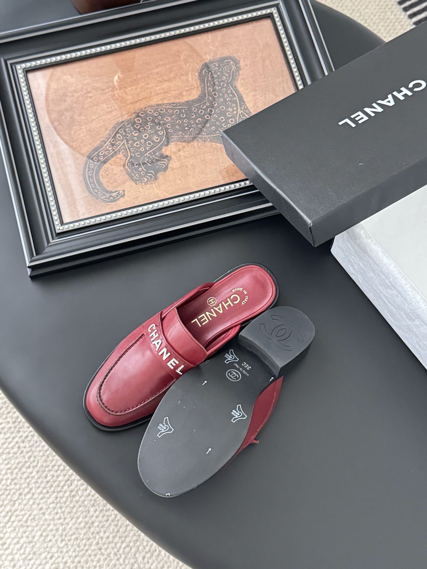 Chanel Women's Burgundy Leather Loafers Mules Retro Designer Shoes 6 i1746272752903 3593 0 4