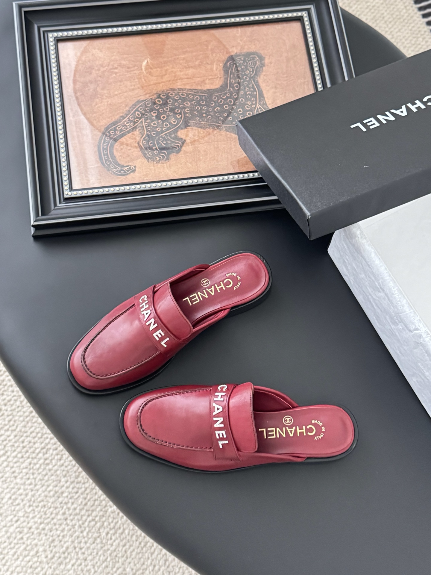 Chanel Women's Burgundy Leather Loafers Mules Retro Designer Shoes 7 i1746272753995 2482 0 5