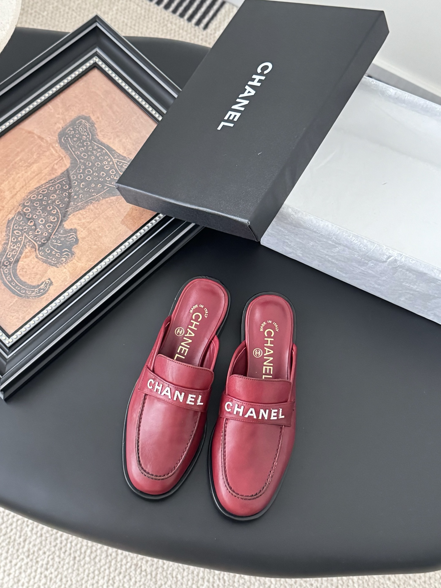 Chanel Women's Burgundy Leather Loafers Mules Retro Designer Shoes 3 i1746272754008 9039 0 0