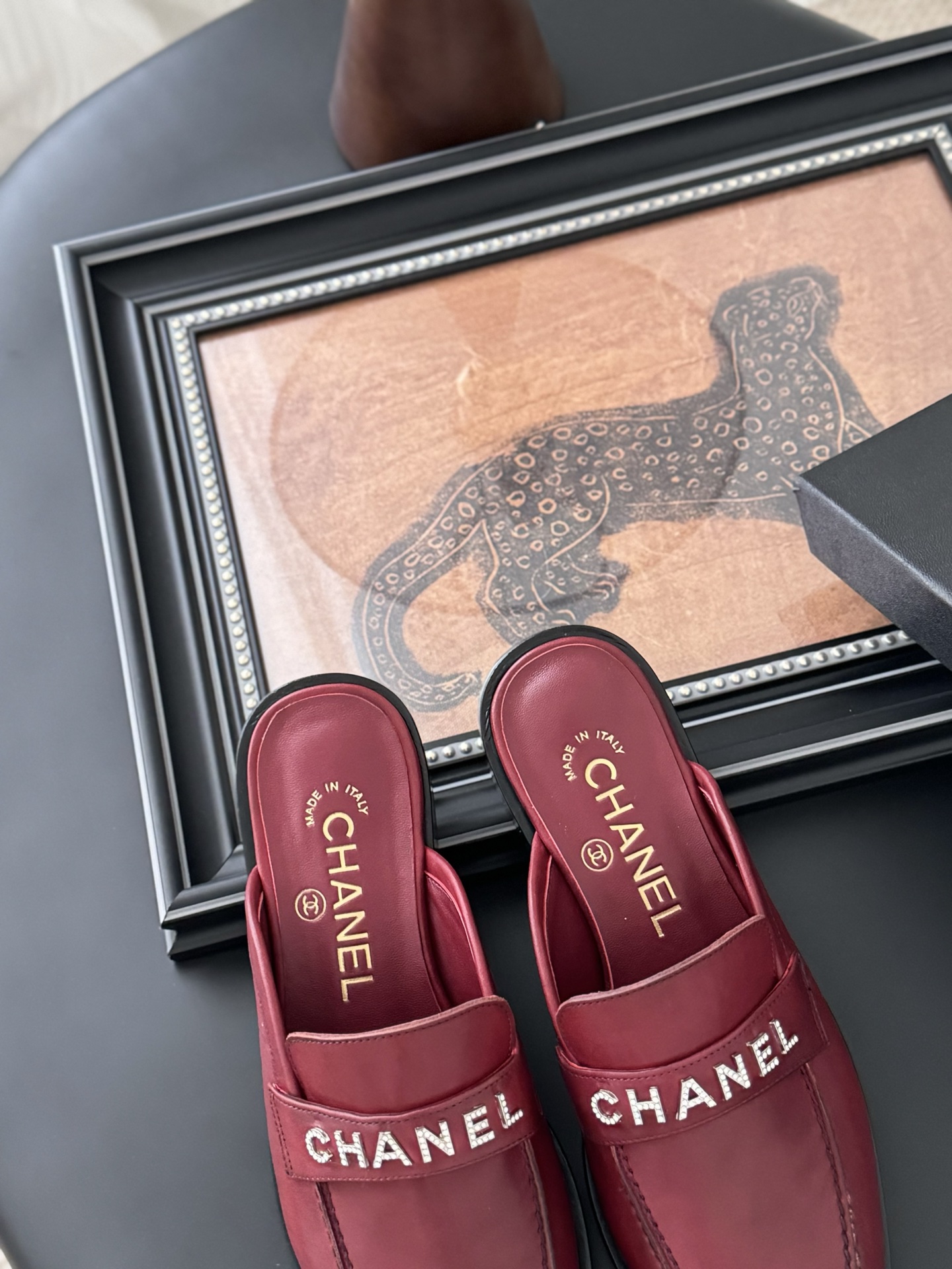 Chanel Women's Burgundy Leather Loafers Mules Retro Designer Shoes 8 i1746272754021 5001 0 6