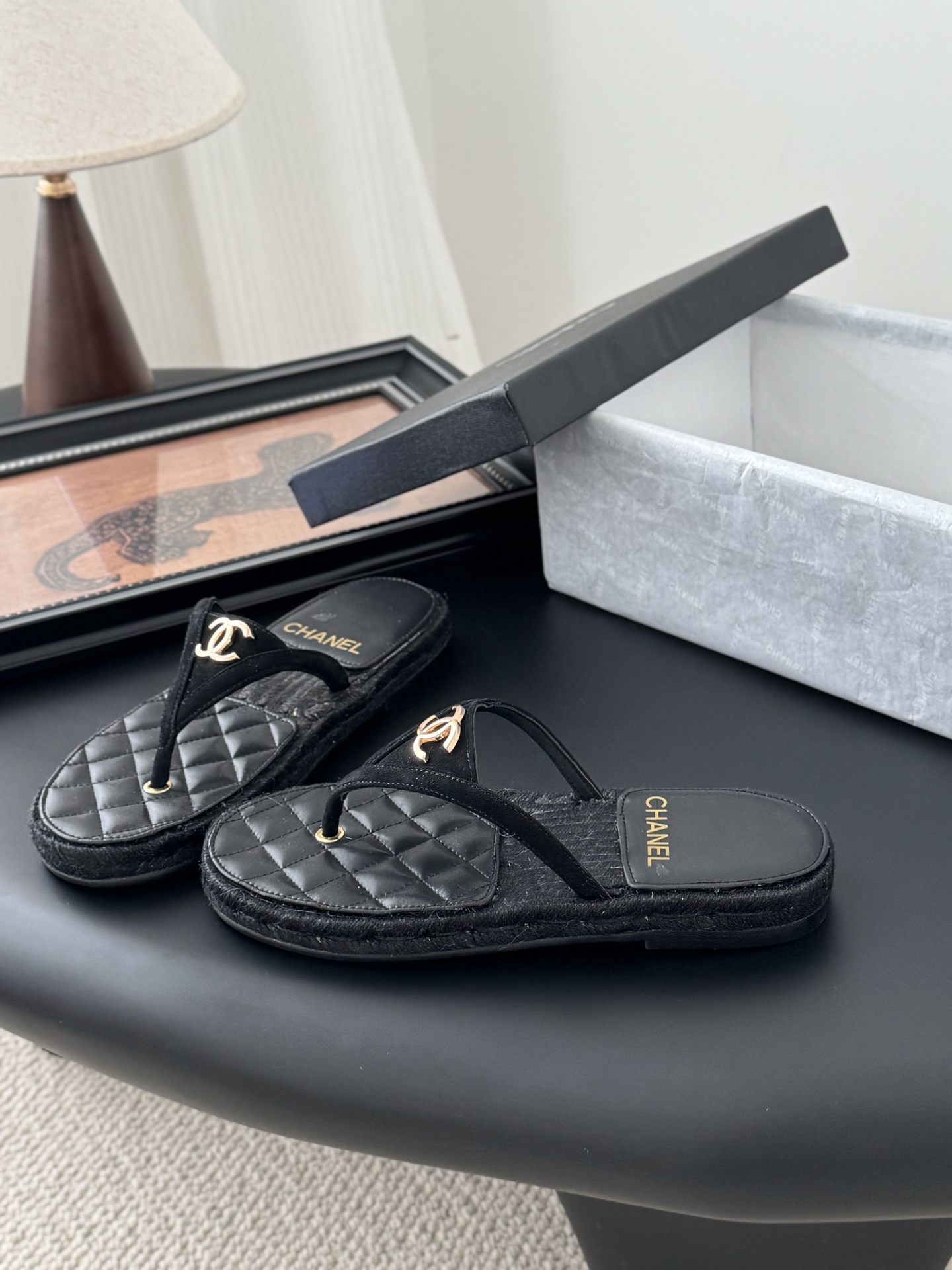 Chanel 25P Quilted Lambskin Thong Sandals - Black, High Quality 4 i1746273158722 1516 0 1