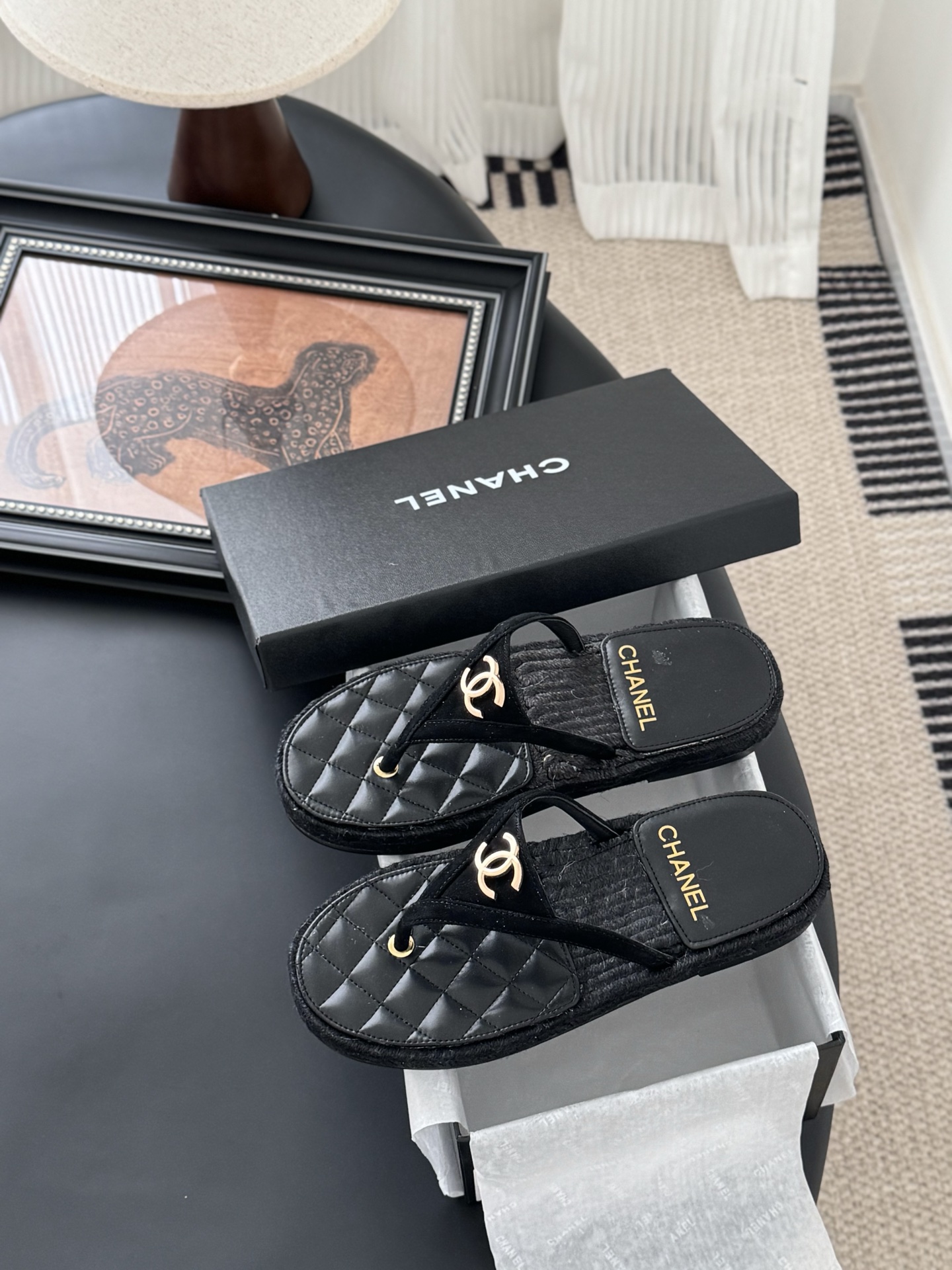 Chanel 25P Quilted Lambskin Thong Sandals - Black, High Quality 2 i1746273160085 9707 0 8