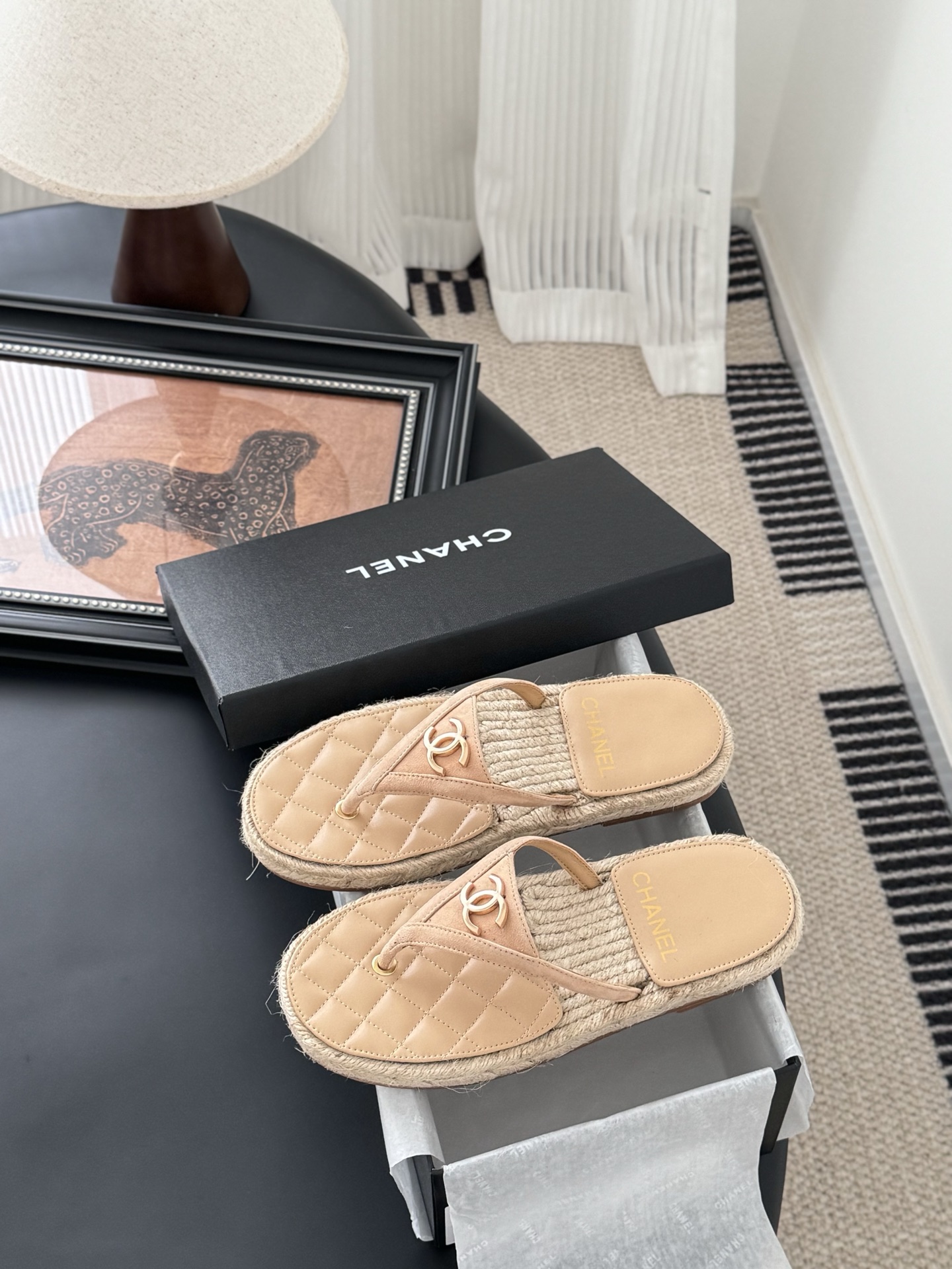 Chanel 25P Quilted Lambskin Espadrille Thong Sandals - High Quality 1 Chanel 25P Quilted Lambskin Espadrille Thong Sandals - High Quality