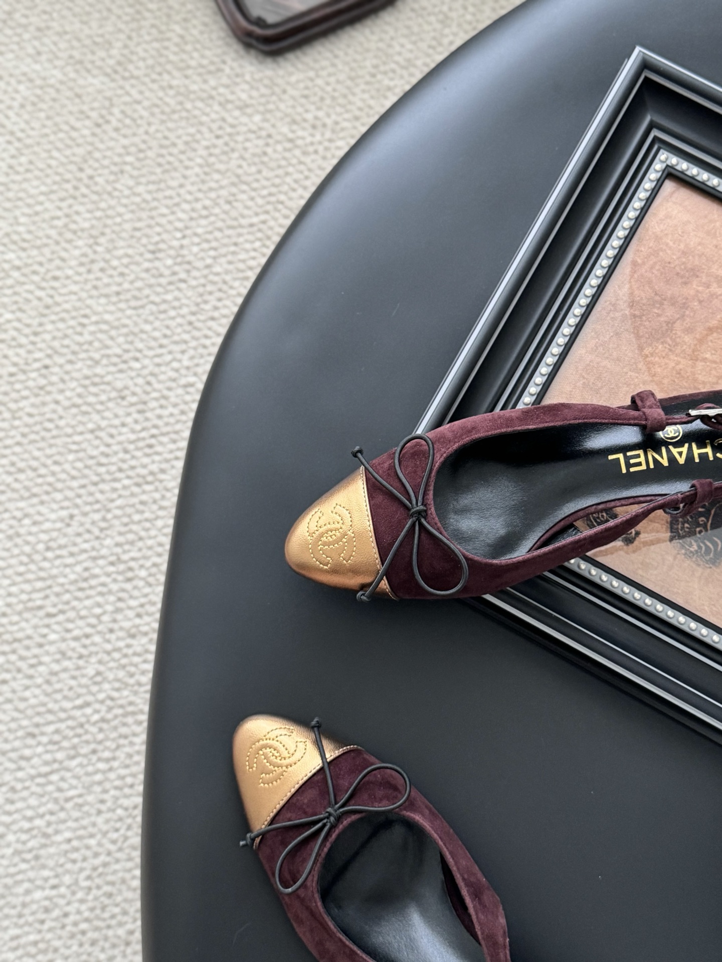 Chanel 25K Mary Jane Slingback Sandals Suede Burgundy Leather 9 i1746553484877 8128 0 7
