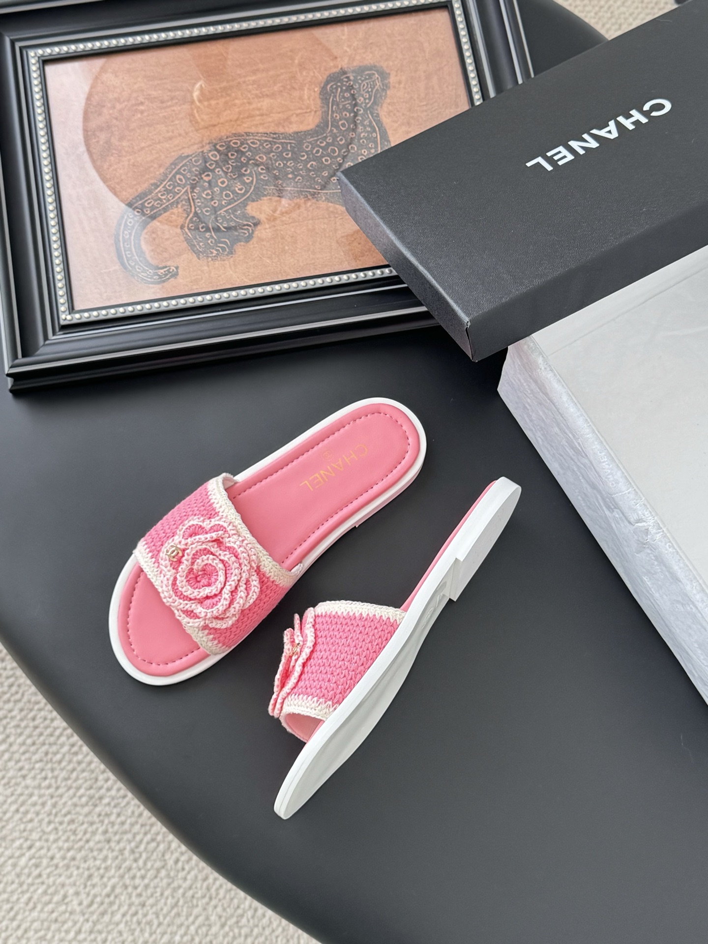 Chanel 25K Camellia Knit Upper Leather Sole Slides Sandals Women 6 i1746730290933 375 0 3