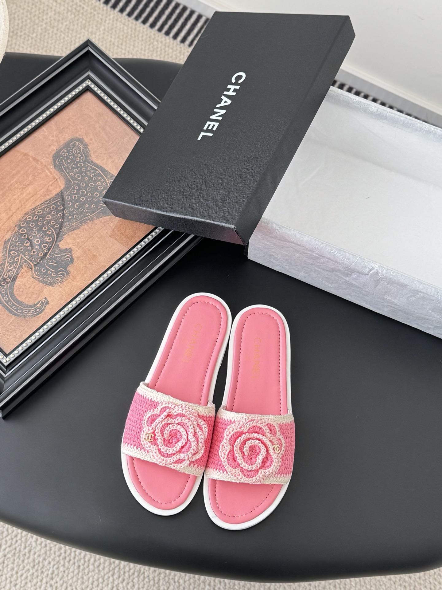 Chanel 25K Camellia Knit Upper Leather Sole Slides Sandals Women 3 i1746730293078 1665 0 0