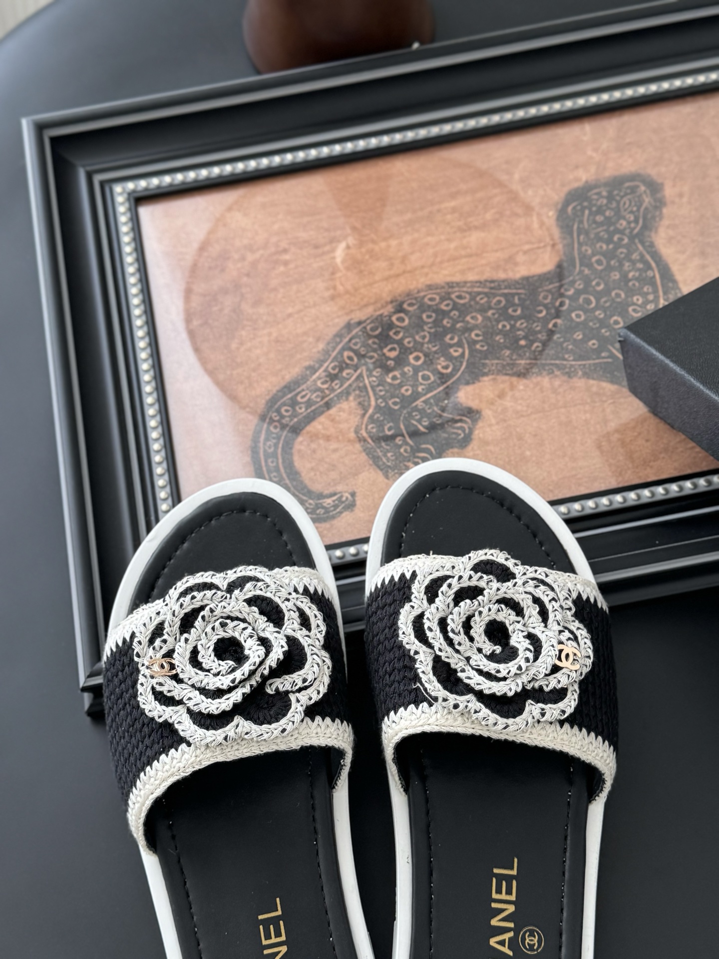 Chanel 25K Camellia Knit Upper Leather Sole Women's Sandals Slides 9 i1746730426873 6248 0 6
