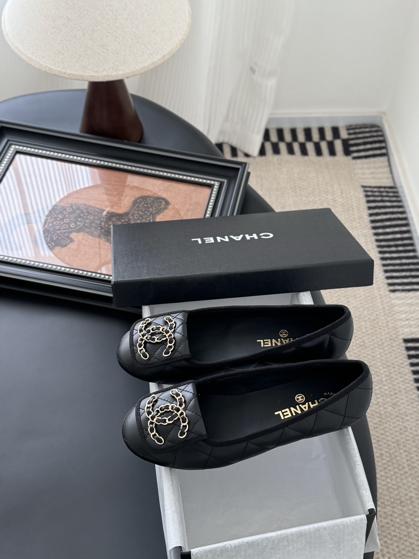 Chanel 25K Camellia Black Leather Ballet Flats, Comfortable & Elegant 10 i1746730539598 5446 0 8