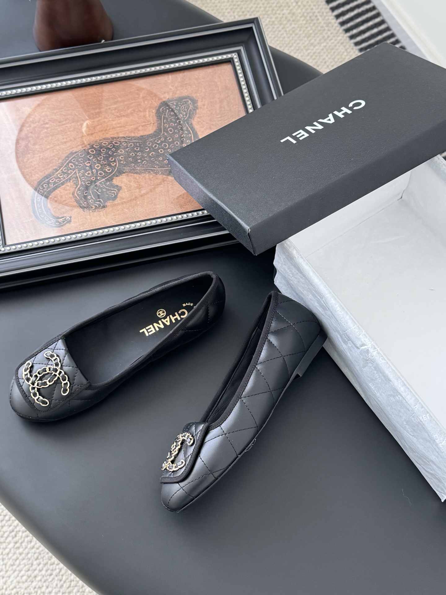 Chanel 25K Camellia Black Leather Ballet Flats, Comfortable & Elegant 6 i1746730539657 9981 0 3