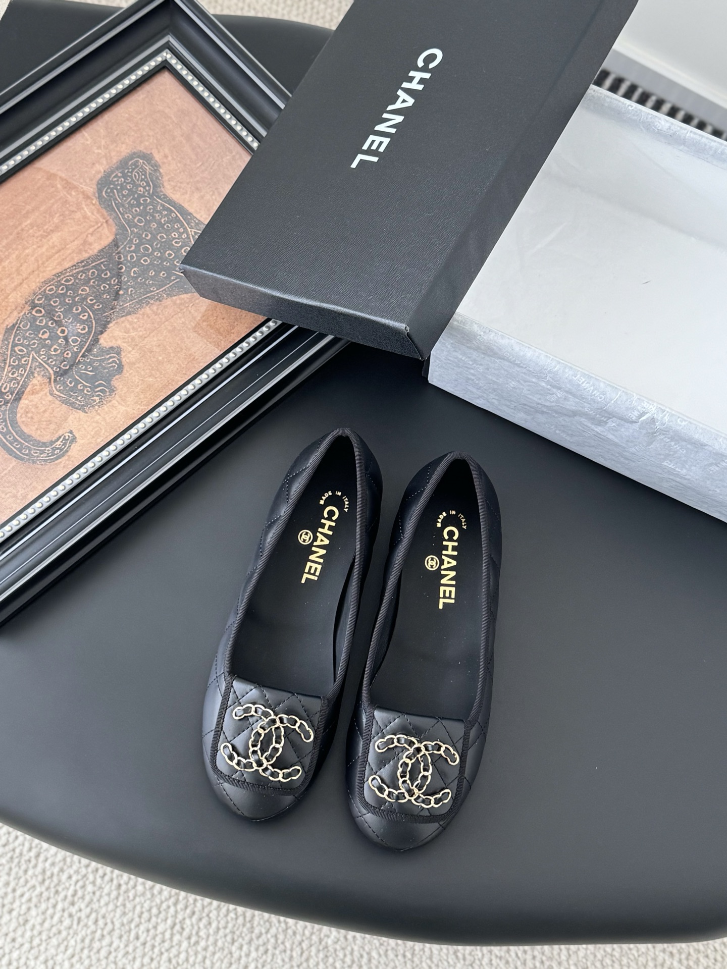 Chanel 25K Camellia Black Leather Ballet Flats, Comfortable & Elegant 3 i1746730540547 55 0 0