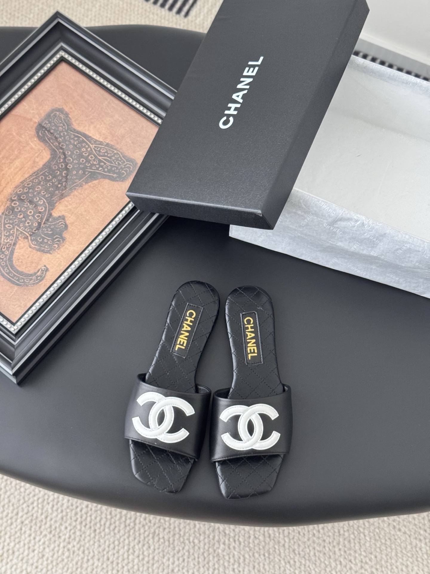 NO:403803,black leather slippers19860909黑皮,拖鞋,slippers,Women's Shoes