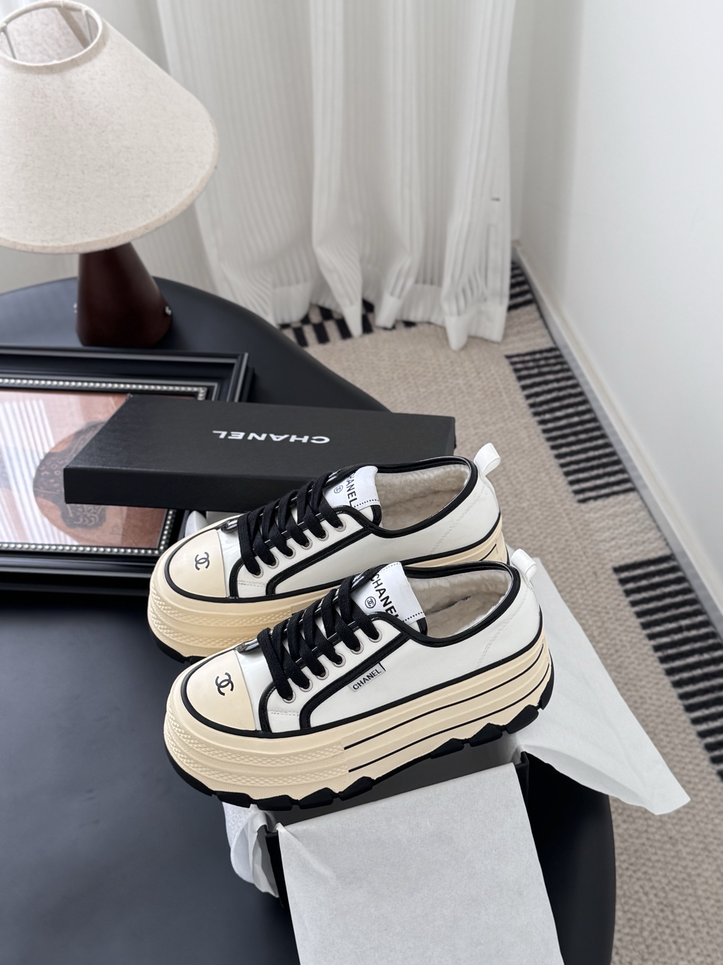 Chanel Women's White Sneakers Round Toe Platform with Lambswool Lining 2 i1757445038714 8083 0 8