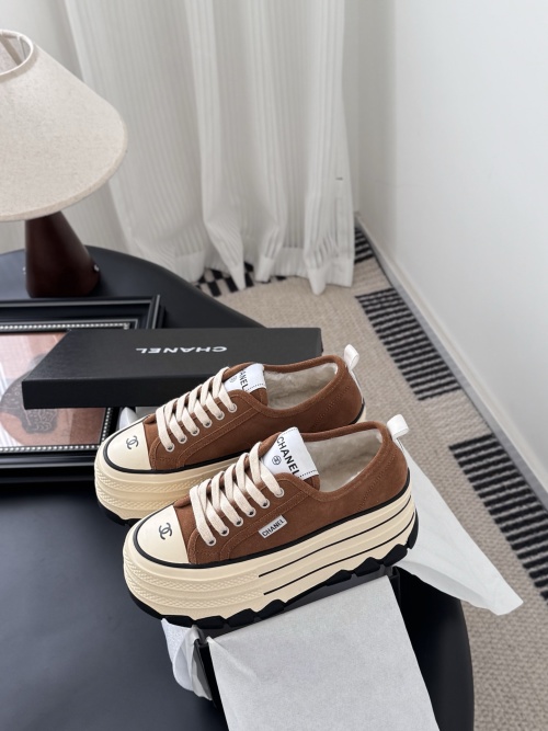Chanel Women's Brown Suede Platform Sneakers with Wool Lining - Size 35-39 1 Chanel Women's Brown Suede Platform Sneakers with Wool Lining - Size 35-39