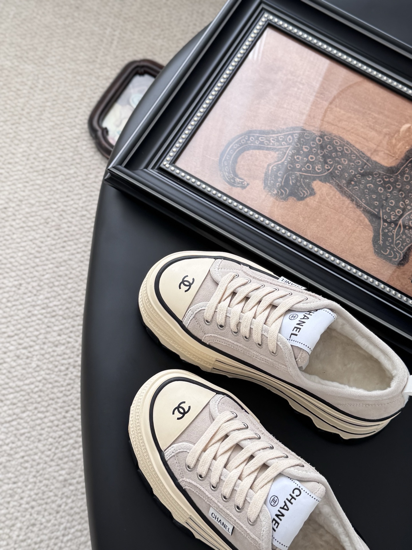 Chanel Women's Beige Wool-Lined Platform Sneakers with Double C Accent 7 i1757445186753 9983 0 4