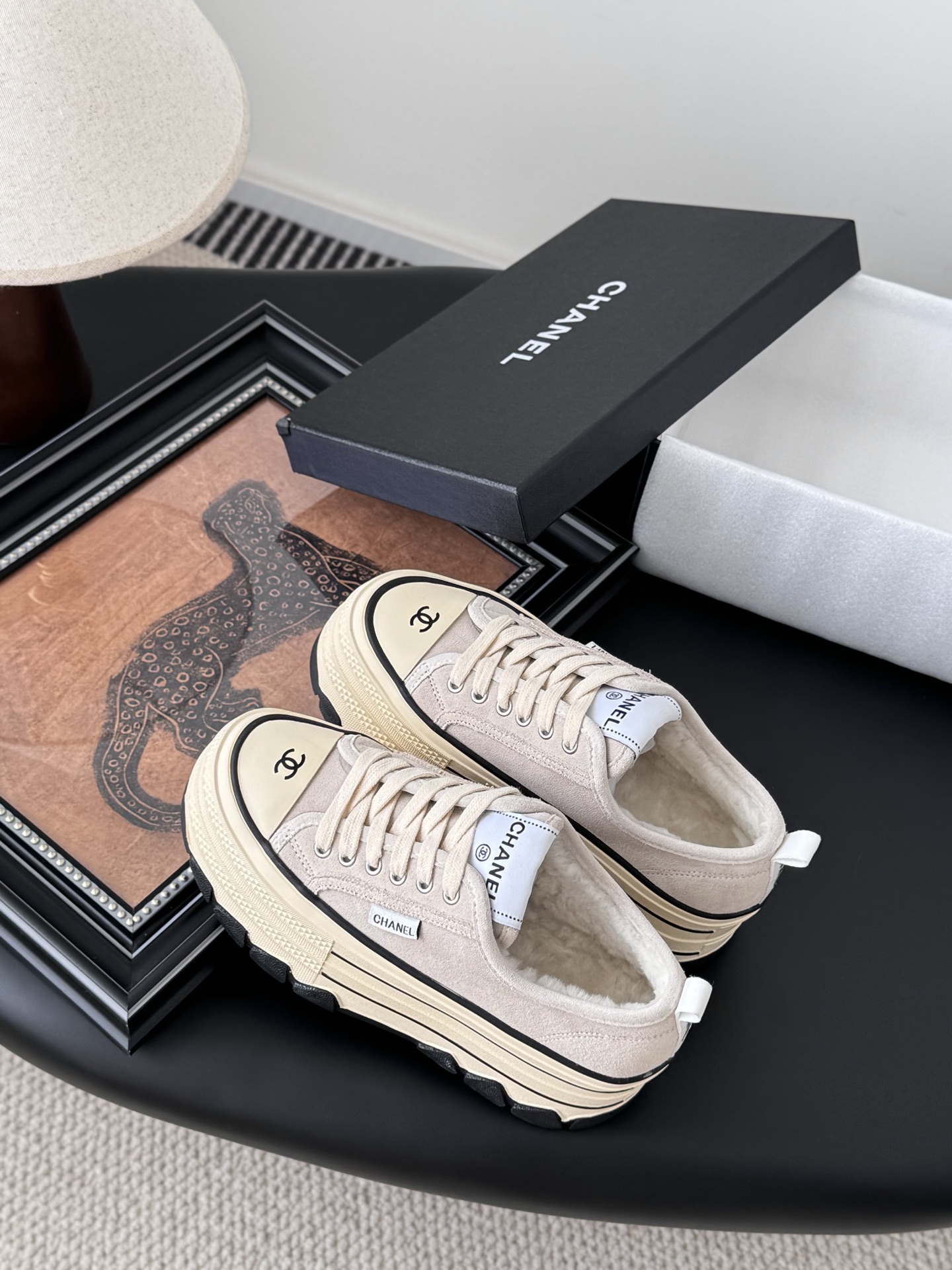 Chanel Women's Beige Wool-Lined Platform Sneakers with Double C Accent 9 i1757445186783 6908 0 6