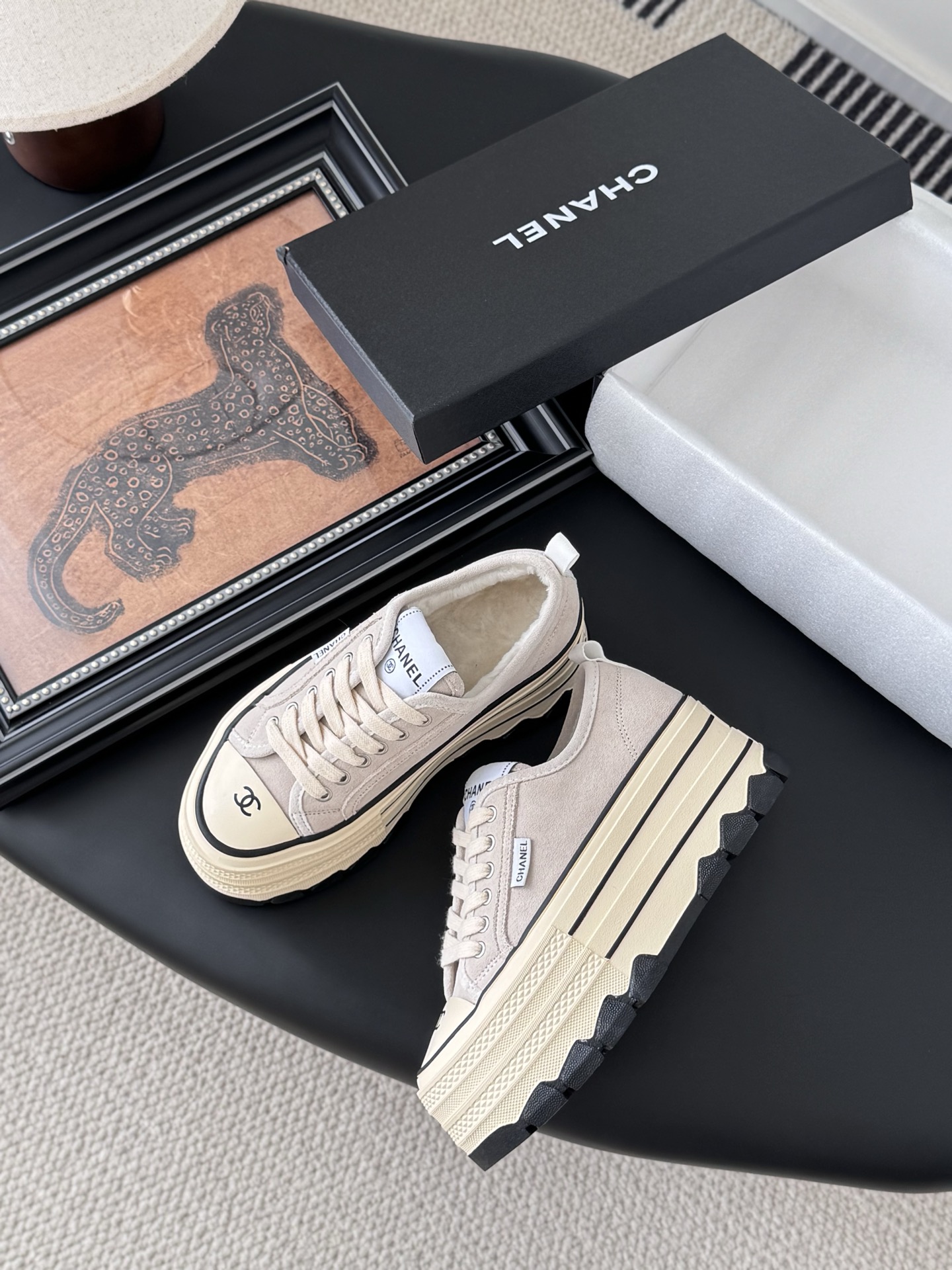 Chanel Women's Beige Wool-Lined Platform Sneakers with Double C Accent 5 i1757445187763 2837 0 2