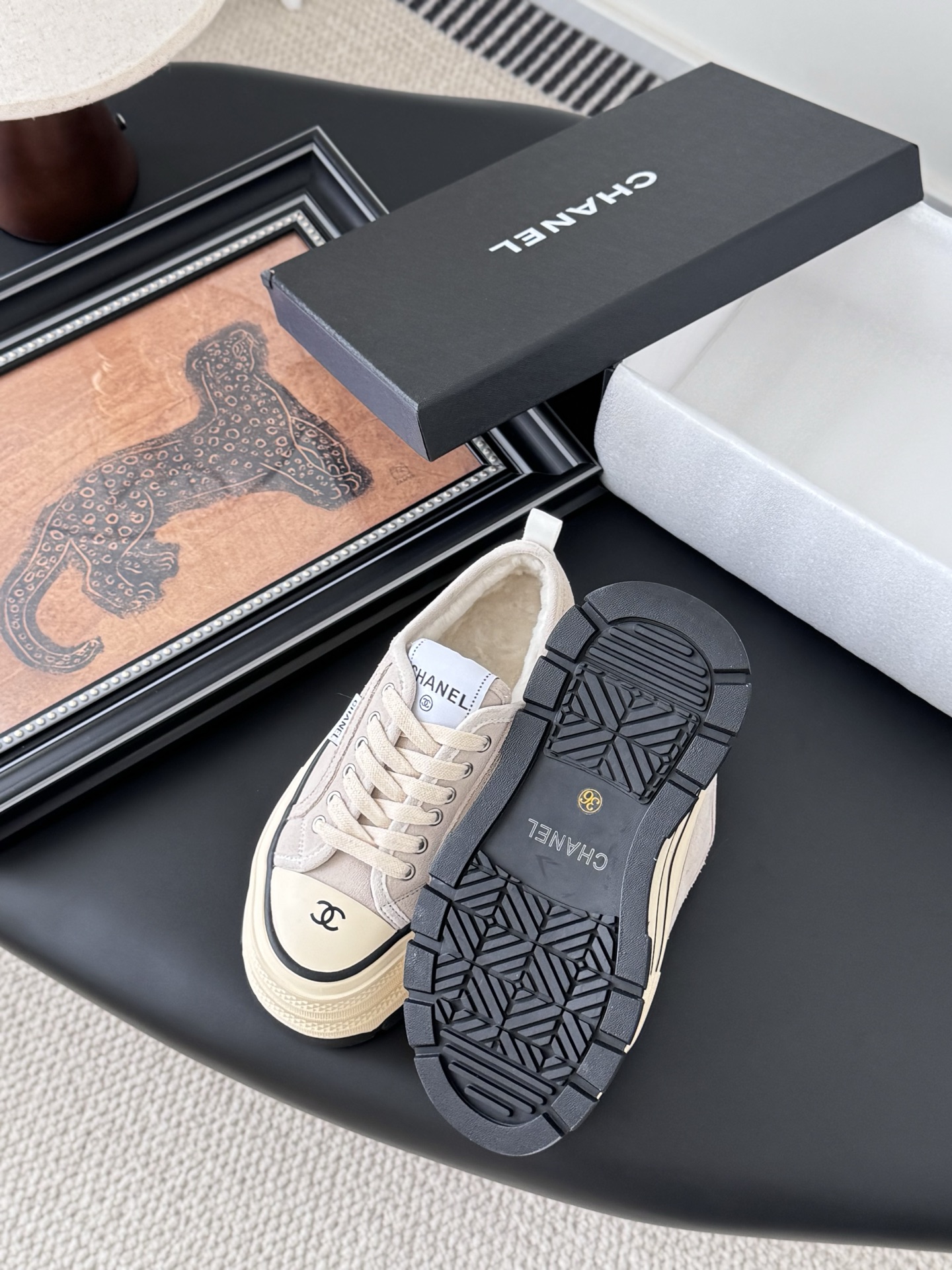 Chanel Women's Beige Wool-Lined Platform Sneakers with Double C Accent 6 i1757445187903 5427 0 3