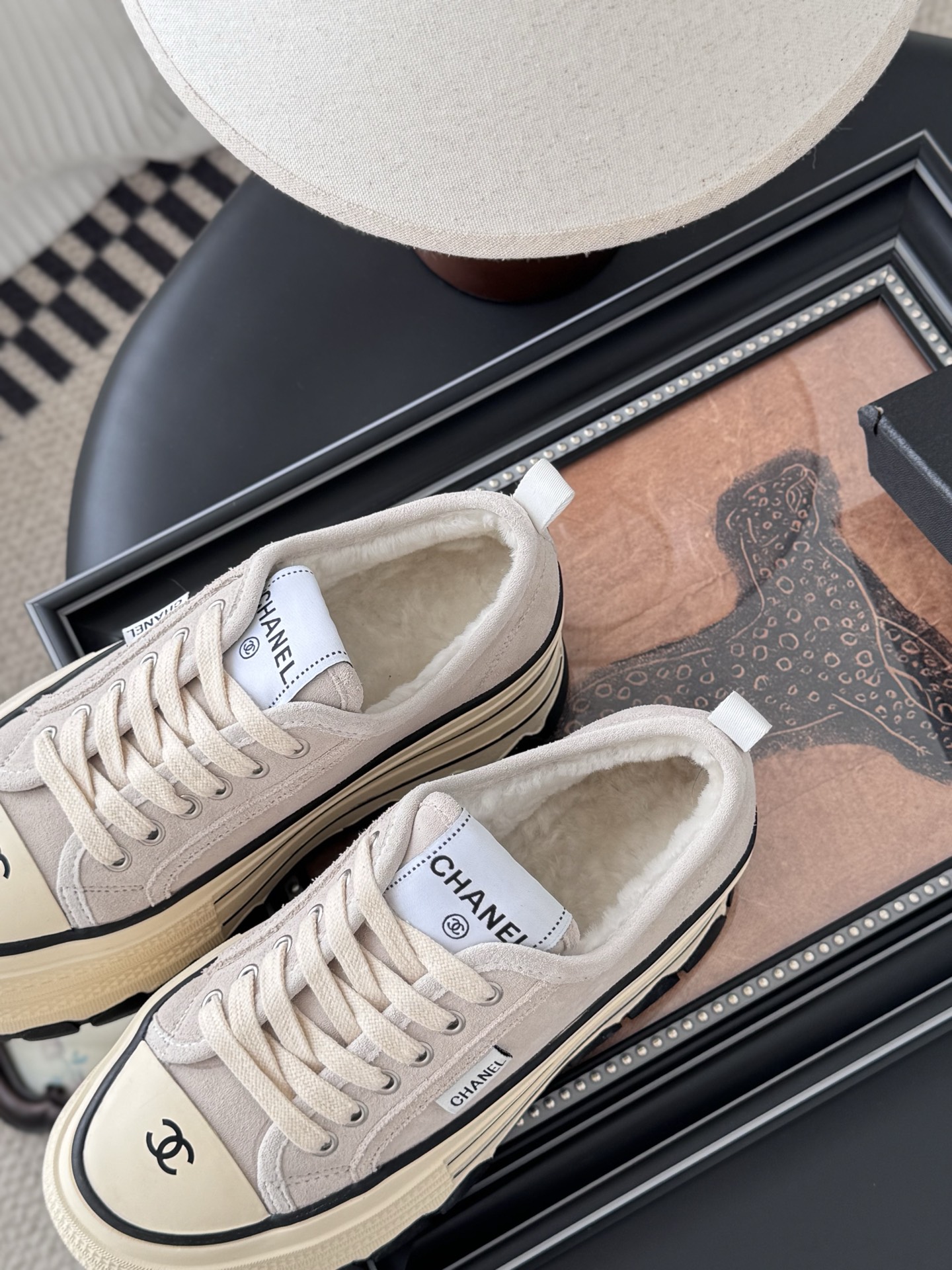 Chanel Women's Beige Wool-Lined Platform Sneakers with Double C Accent 10 i1757445187914 8631 0 7