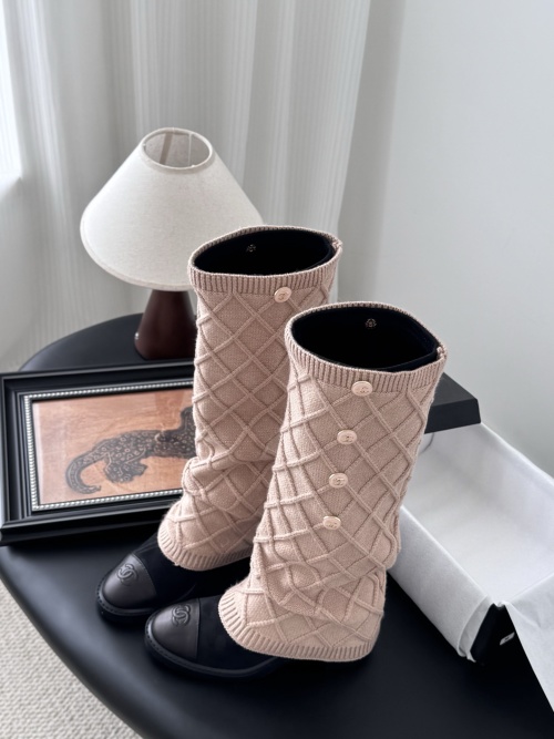 Chanel Women's New 25K Knit Sock Boots Lambskin Leather Sole Size 35-39 1 Chanel Women's New 25K Knit Sock Boots Lambskin Leather Sole Size 35-39